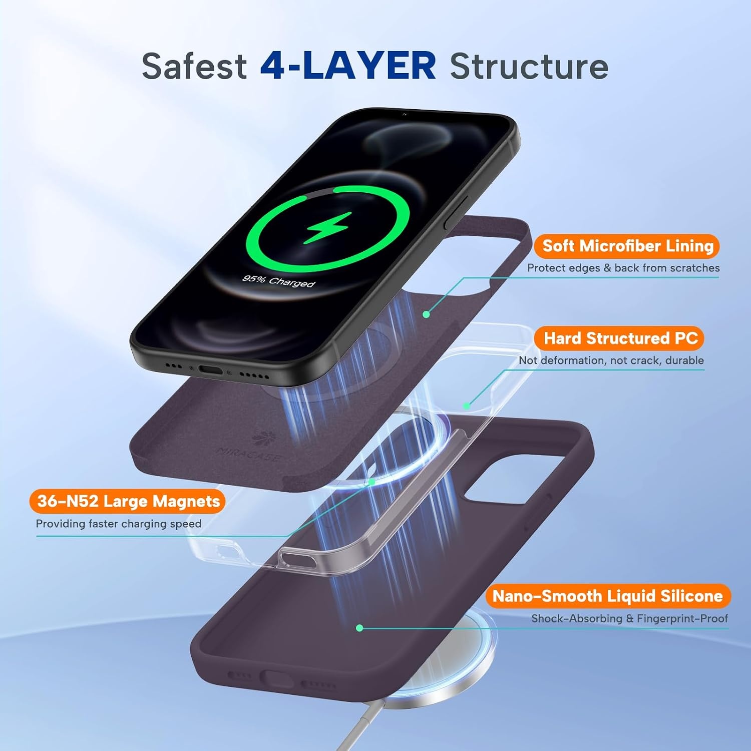 image:imageMiracase Silicone amp Magnetic for iPhone 12 Pro Max Case Dark Purple
