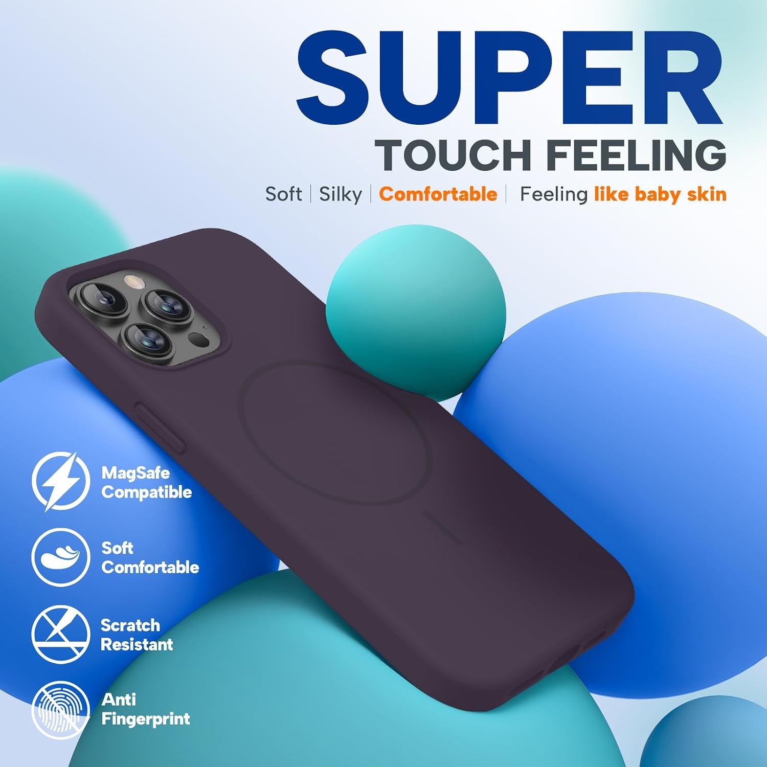 image:imageMiracase Silicone amp Magnetic for iPhone 12 Pro Max Case Dark Purple