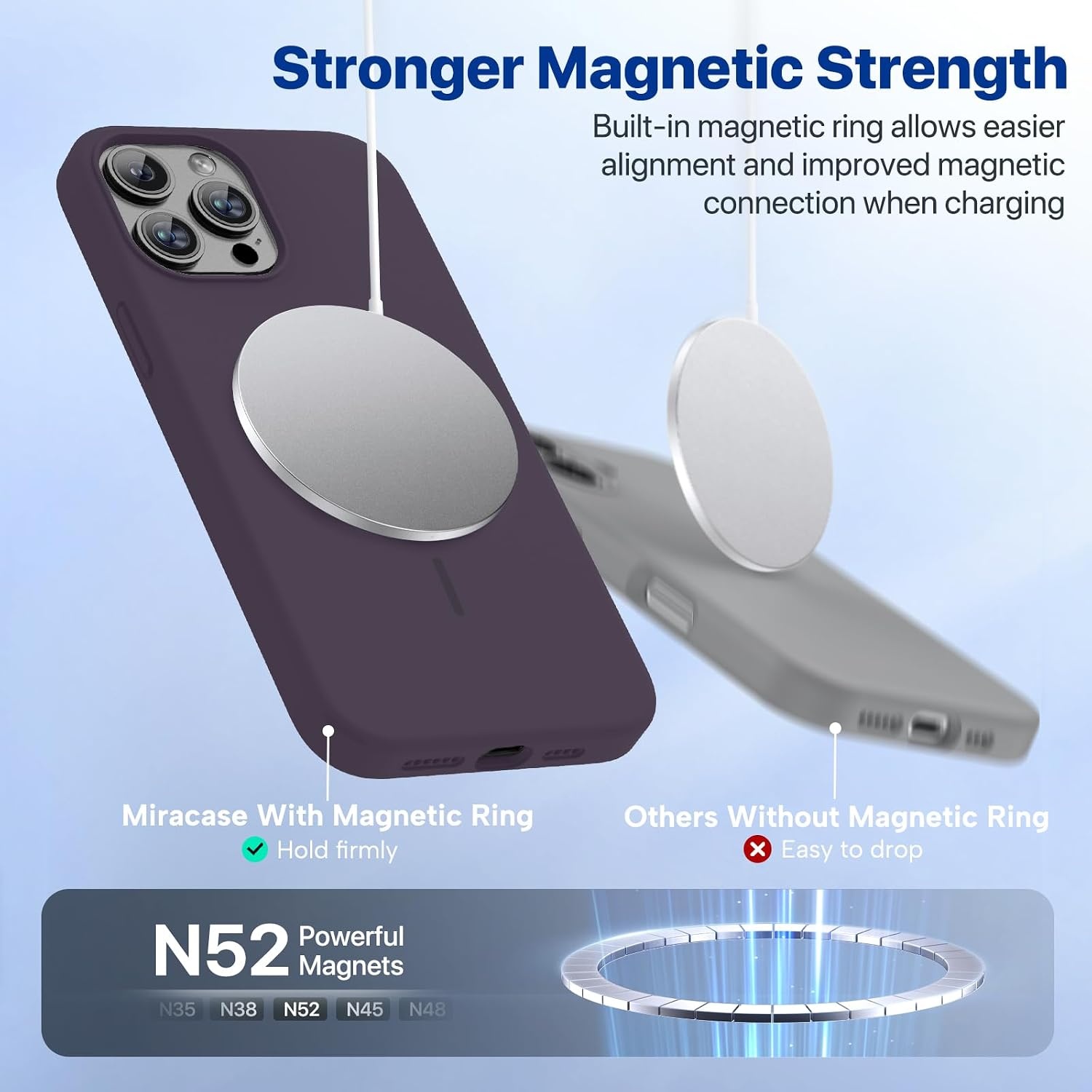 image:imageMiracase Silicone amp Magnetic for iPhone 12 Pro Max Case Dark Purple