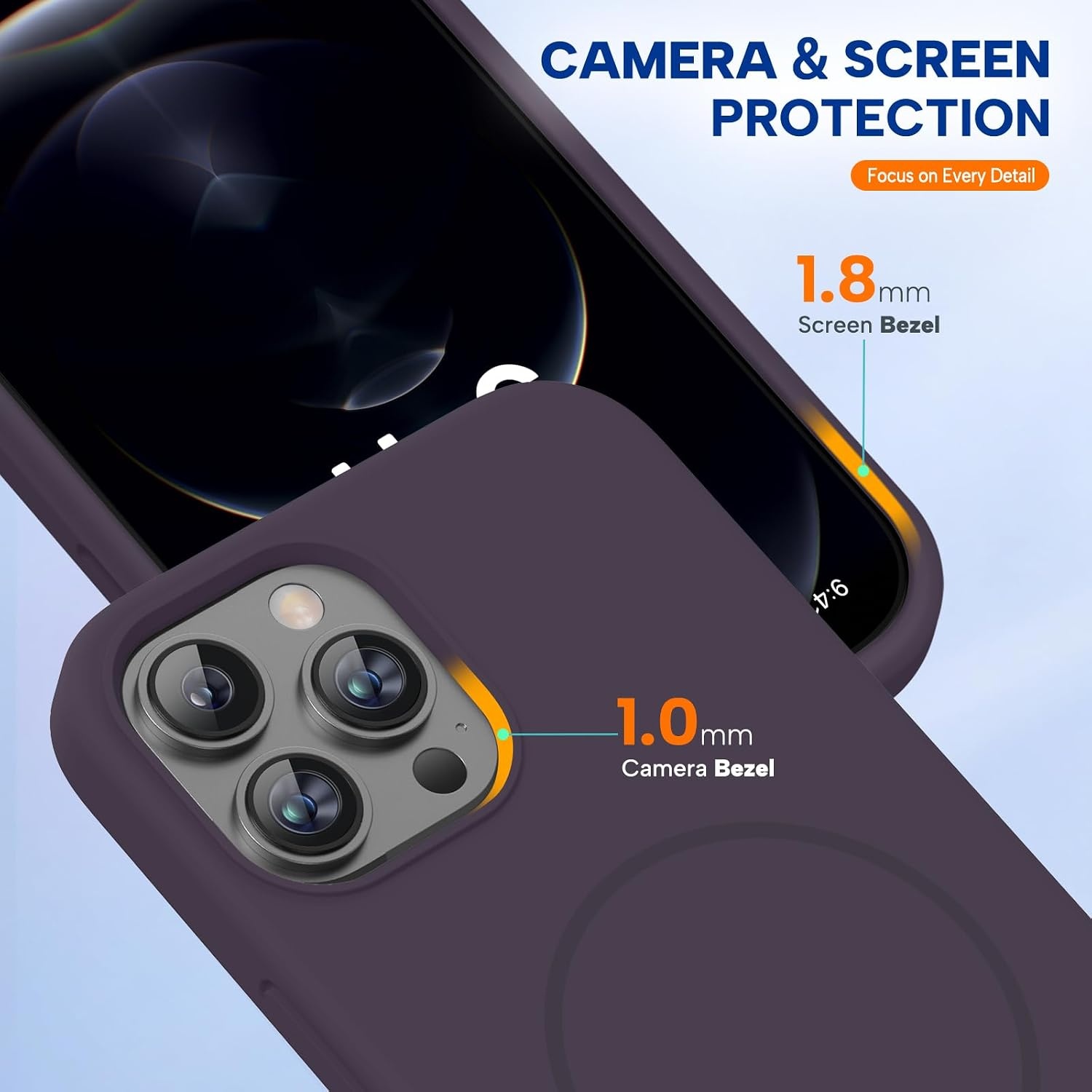 image:imageMiracase Silicone amp Magnetic for iPhone 12 Pro Max Case Dark Purple