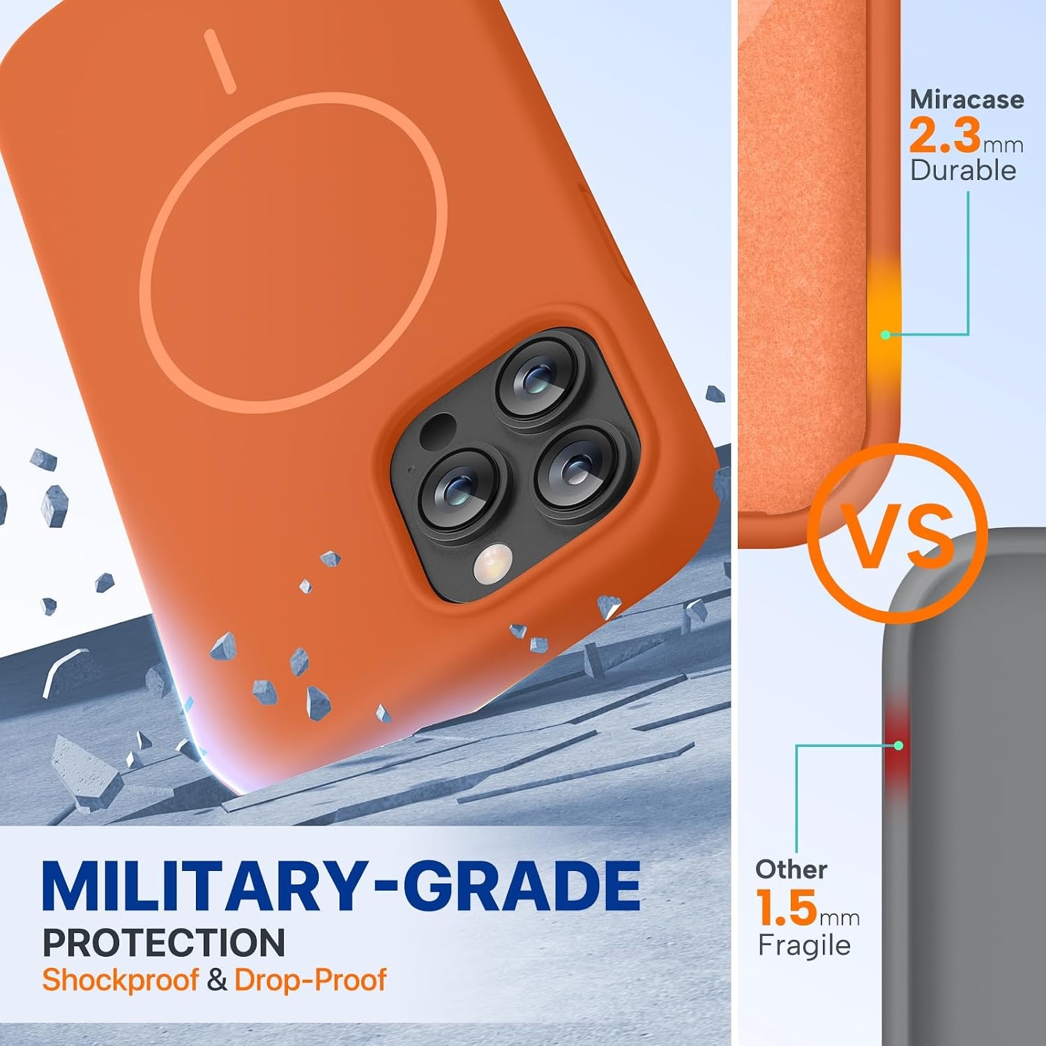 image:imageMiracase Silicone amp Magnetic for iPhone 13 Pro Case Amber Orange