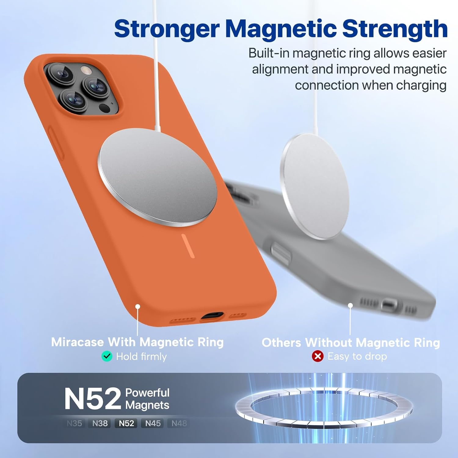 image:imageMiracase Silicone amp Magnetic for iPhone 13 Pro Case Amber Orange