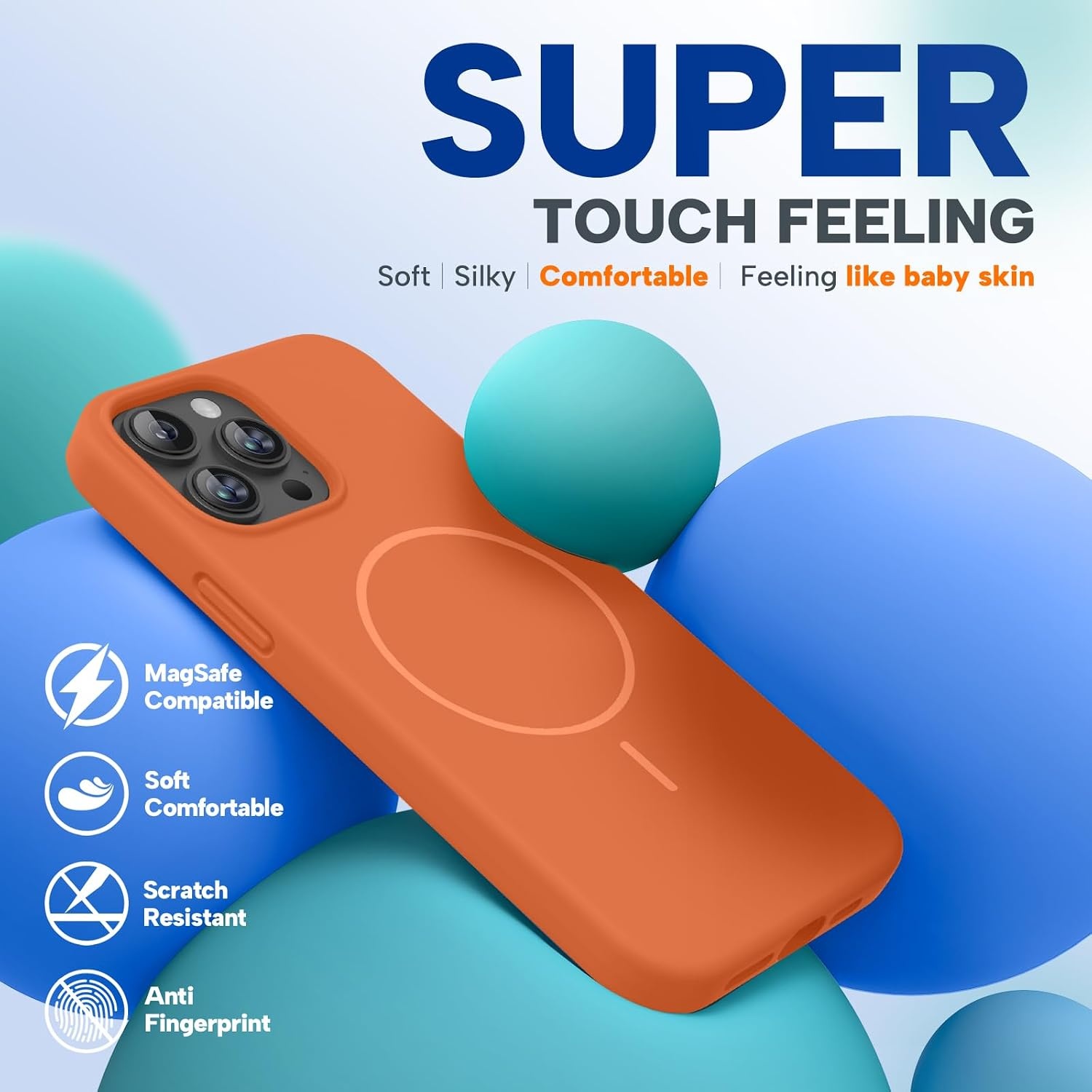 image:imageMiracase Silicone amp Magnetic for iPhone 13 Pro Case Amber Orange
