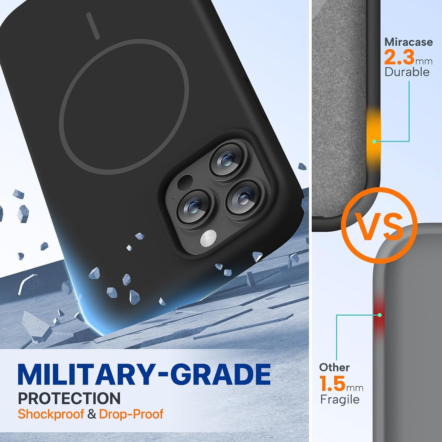 image:imageMiracase Silicone amp Magnetic for iPhone 13 Pro Case Black