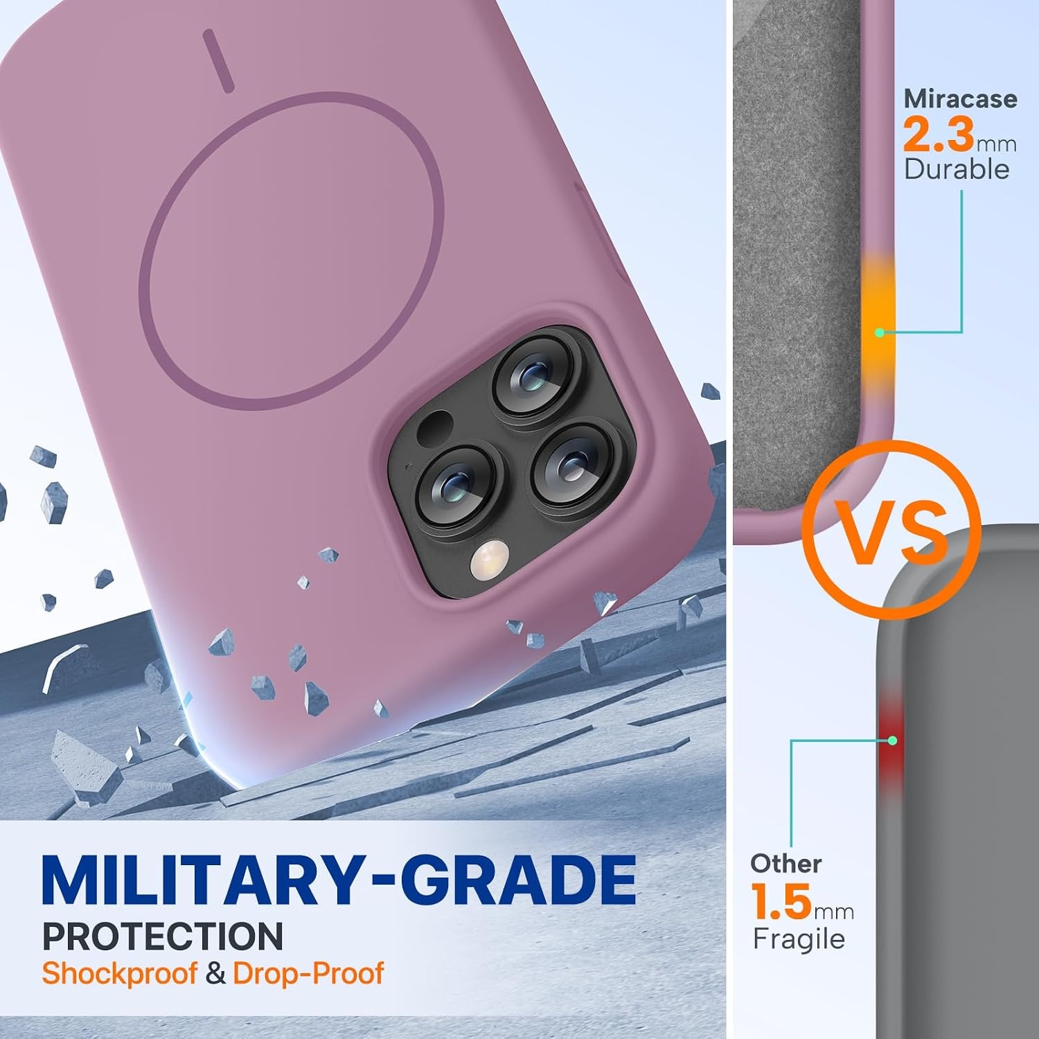 image:imageMiracase Silicone amp Magnetic for iPhone 13 Pro Case Blackcurrant