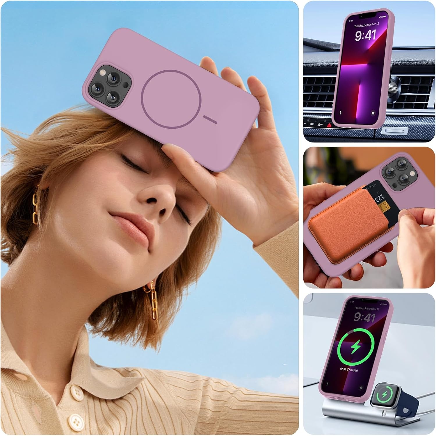 image:imageMiracase Silicone amp Magnetic for iPhone 13 Pro Case Blackcurrant