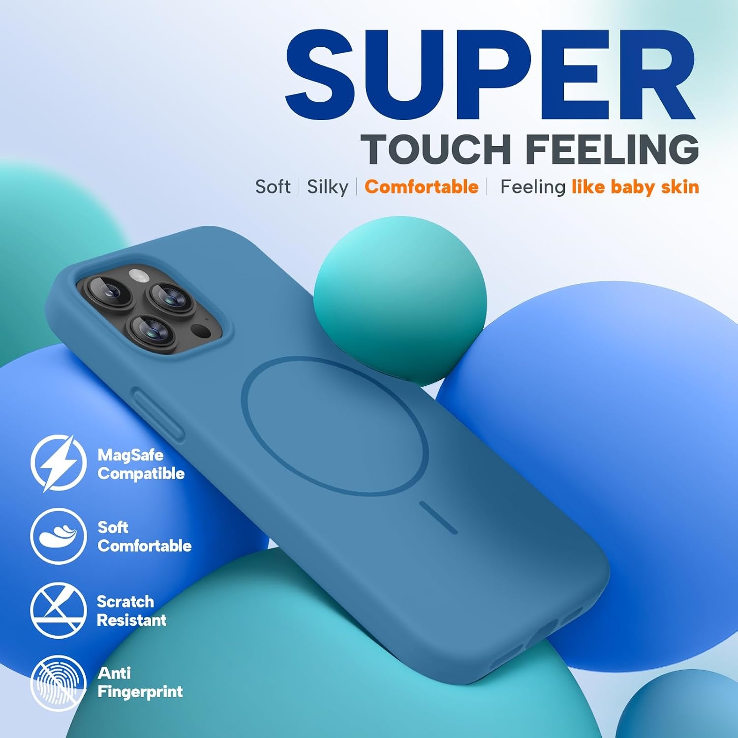 image:imageMiracase Silicone amp Magnetic for iPhone 13 Pro Case Capri Blue