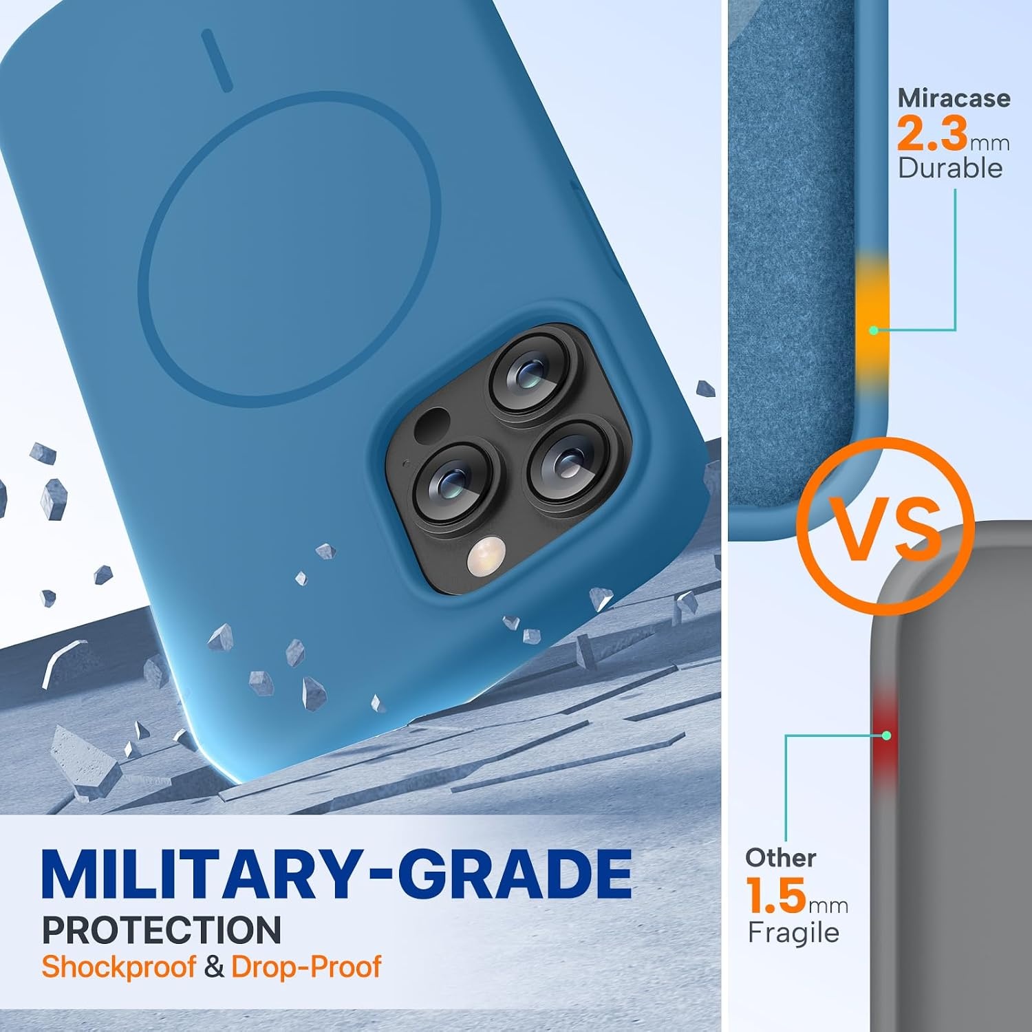 image:imageMiracase Silicone amp Magnetic for iPhone 13 Pro Case Capri Blue