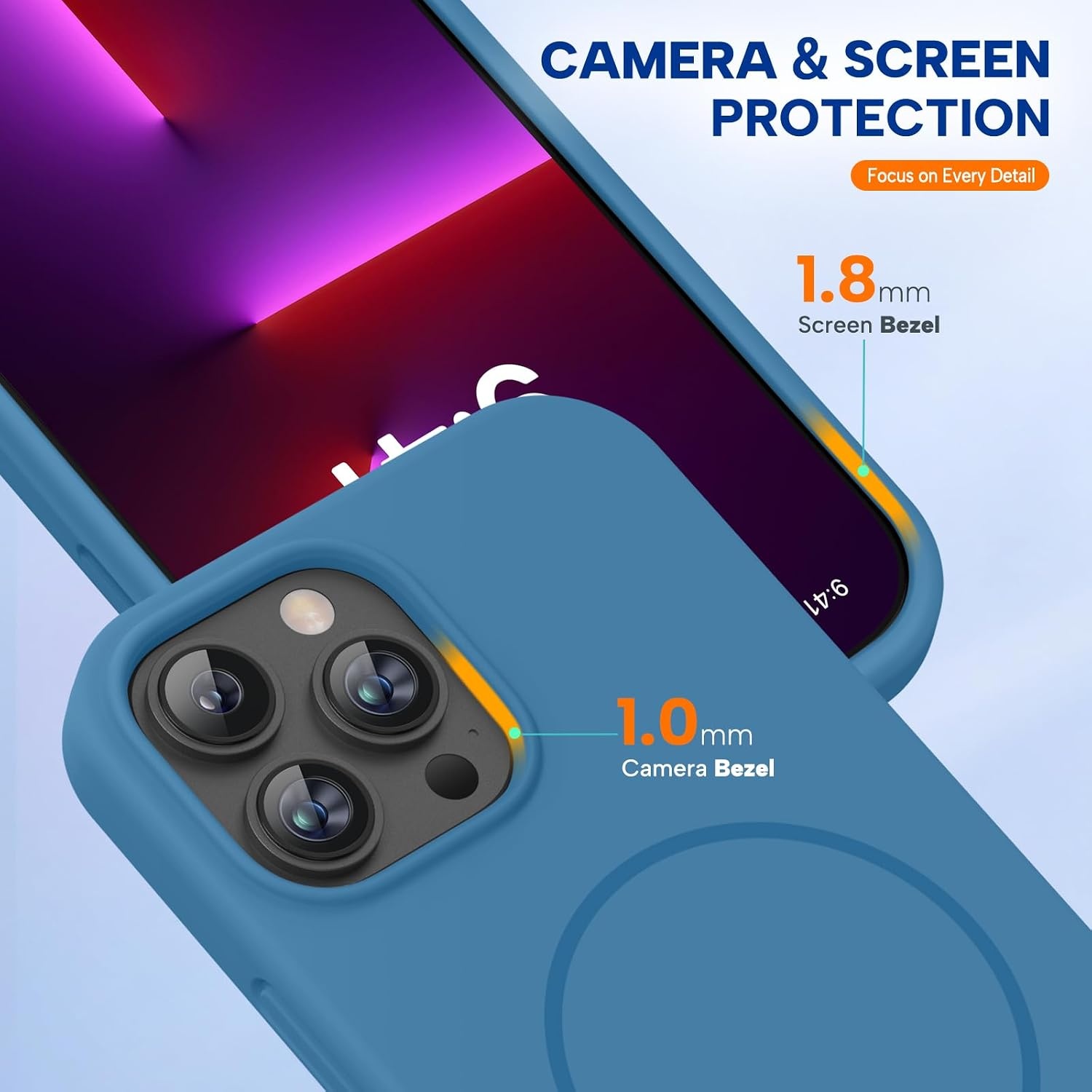 image:imageMiracase Silicone amp Magnetic for iPhone 13 Pro Case Capri Blue