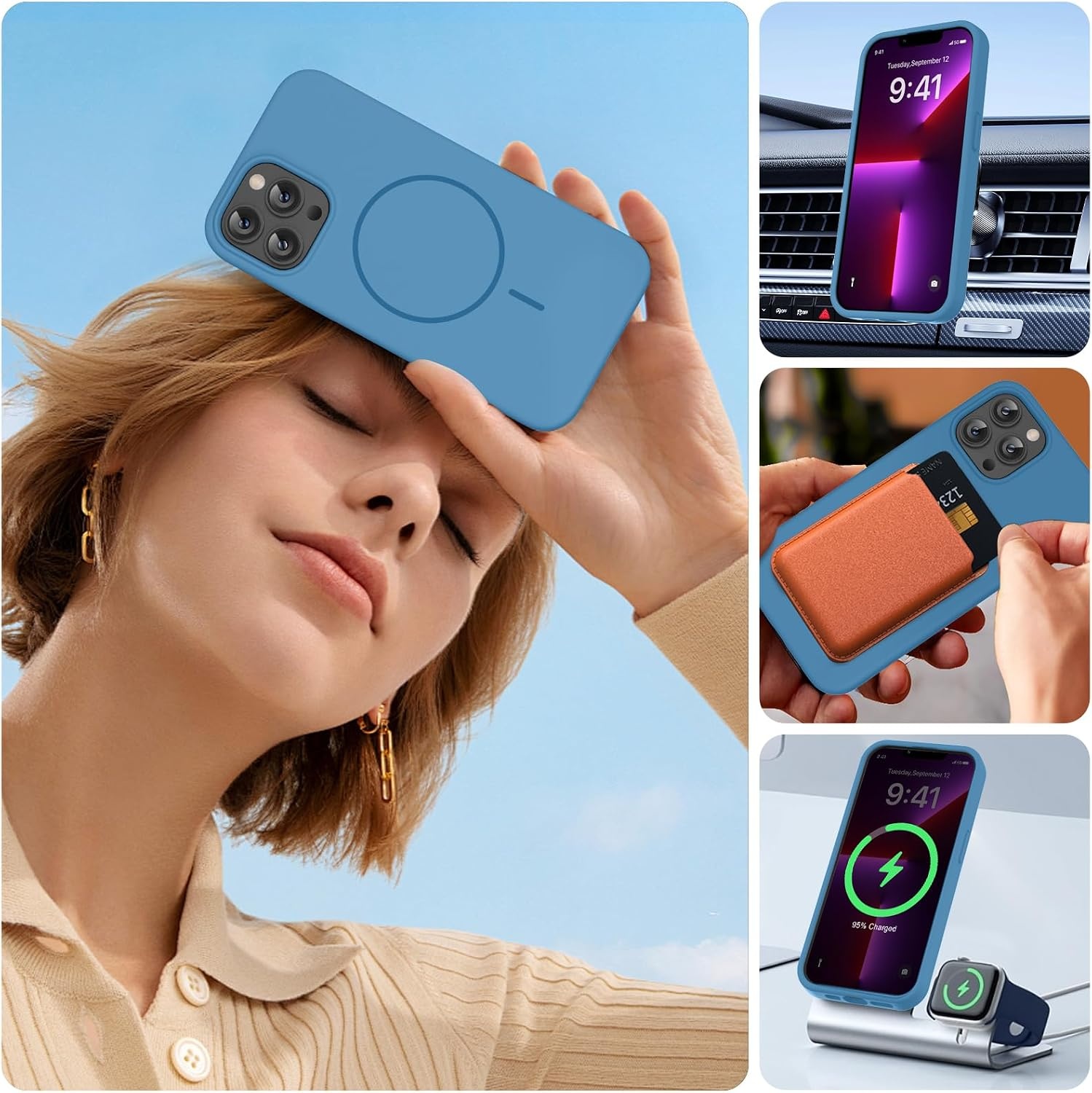 image:imageMiracase Silicone amp Magnetic for iPhone 13 Pro Case Capri Blue