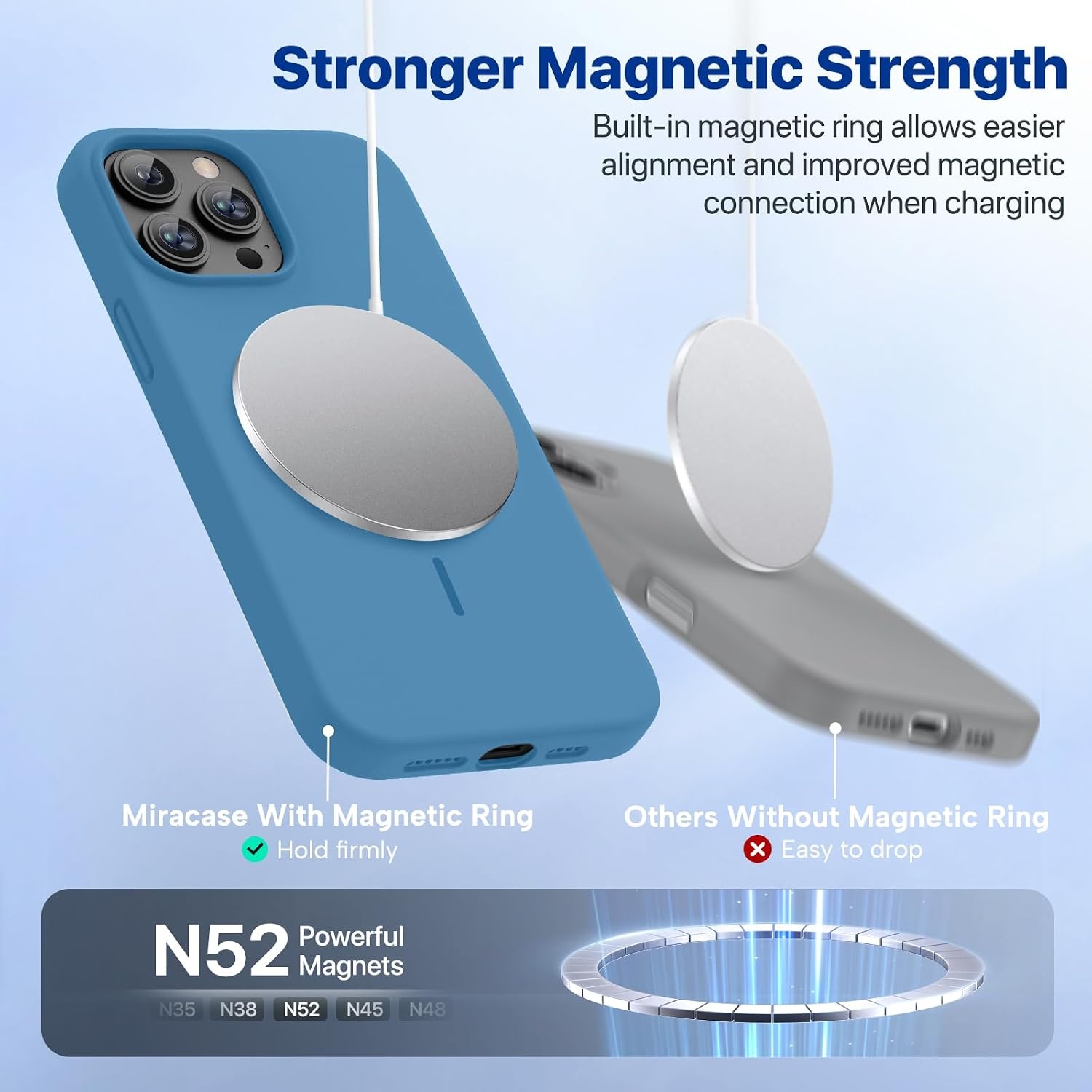 image:imageMiracase Silicone amp Magnetic for iPhone 13 Pro Case Capri Blue
