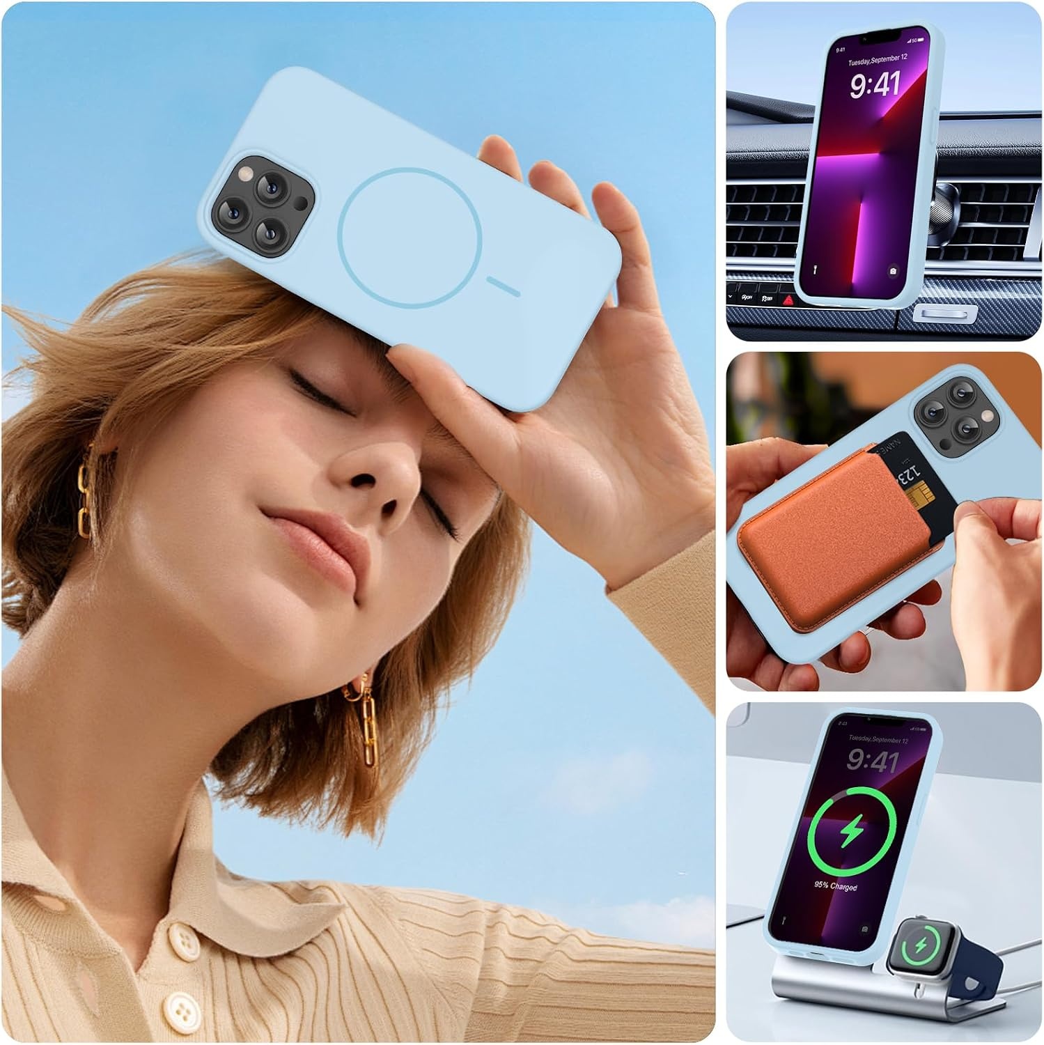 image:imageMiracase Silicone amp Magnetic for iPhone 13 Pro Case Clove Purple