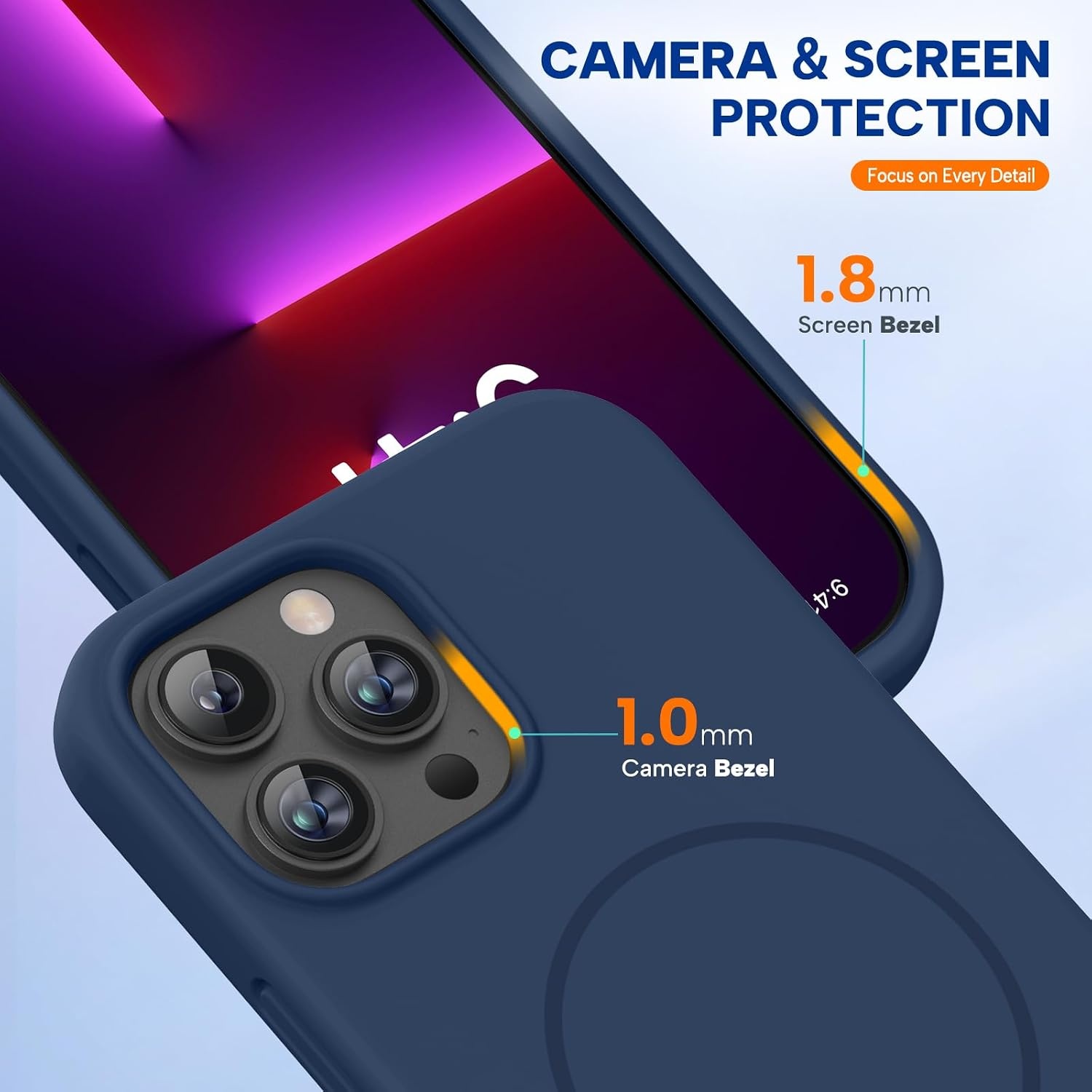 image:imageMiracase Silicone amp Magnetic for iPhone 13 Pro Case Dark Blue