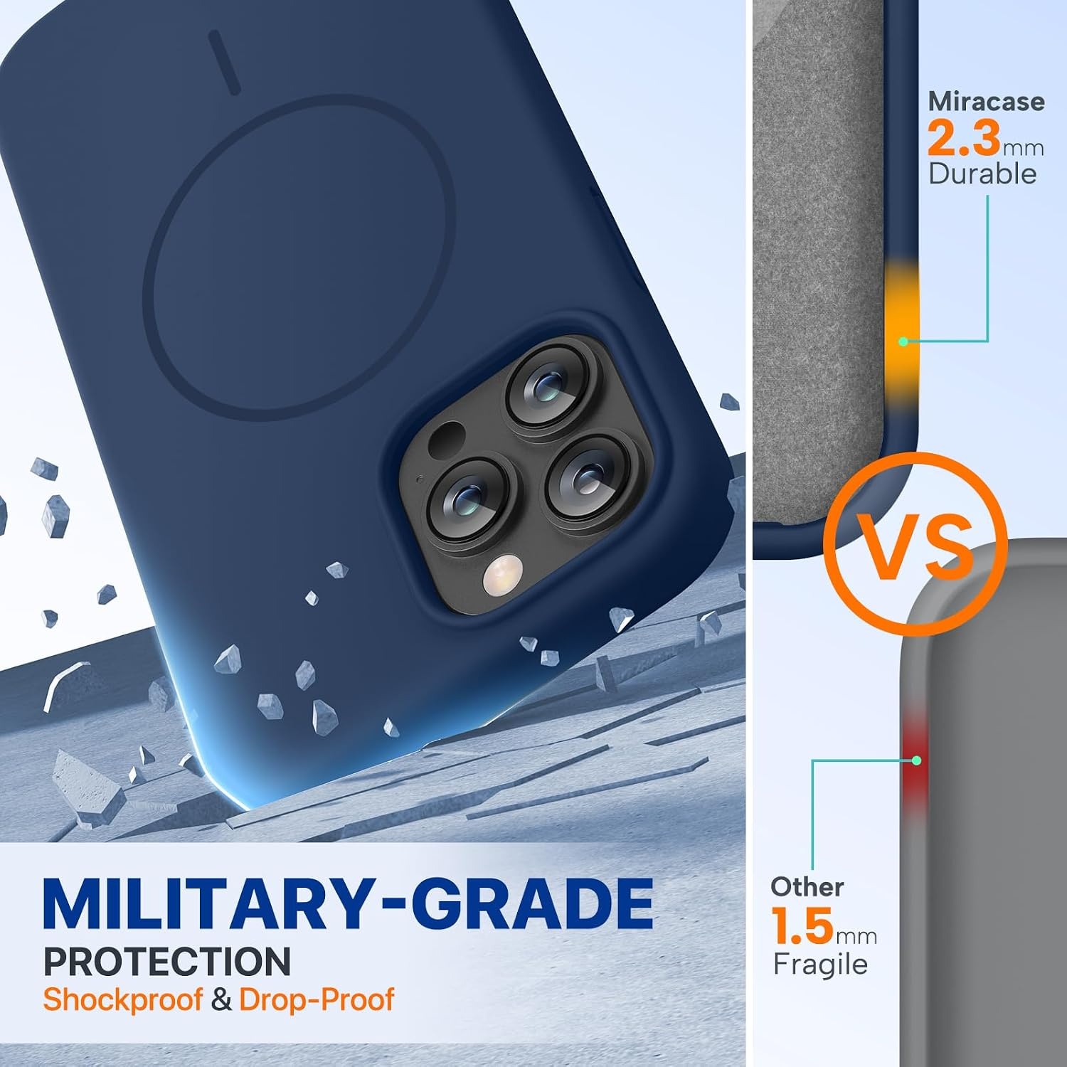 image:imageMiracase Silicone amp Magnetic for iPhone 13 Pro Case Dark Blue