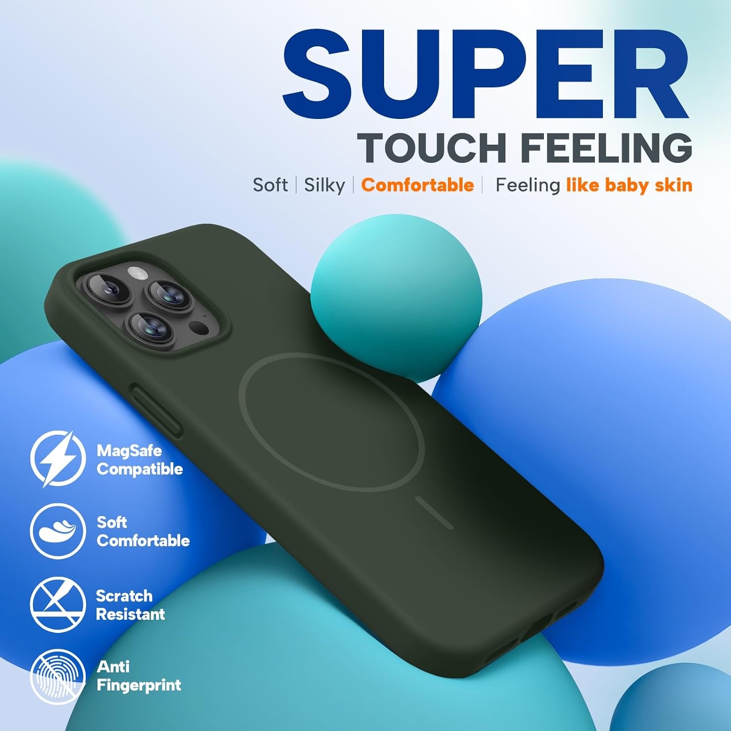 image:imageMiracase Silicone amp Magnetic for iPhone 13 Pro Case Dark Green