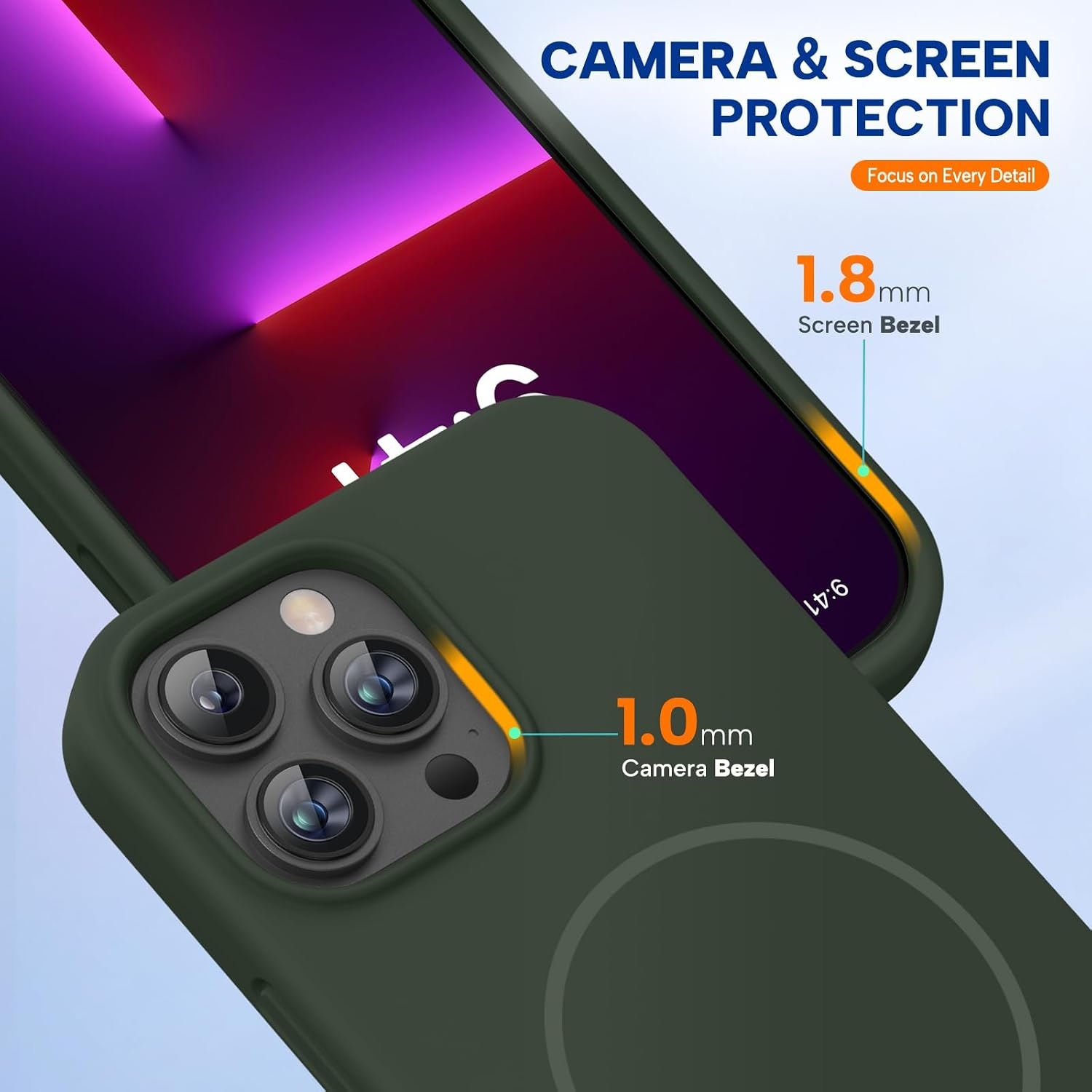 image:imageMiracase Silicone amp Magnetic for iPhone 13 Pro Case Dark Green