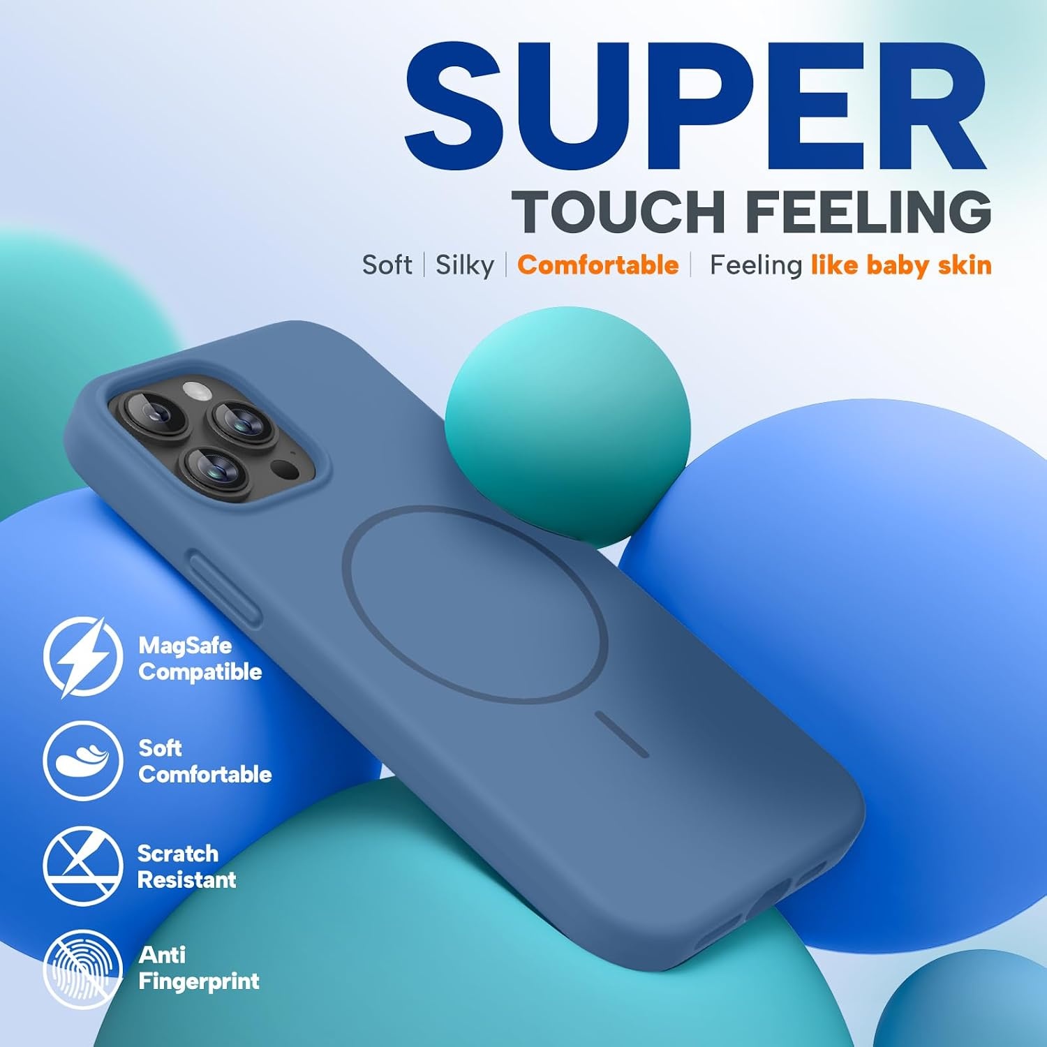 image:imageMiracase Silicone amp Magnetic for iPhone 13 Pro Case Glass Blue