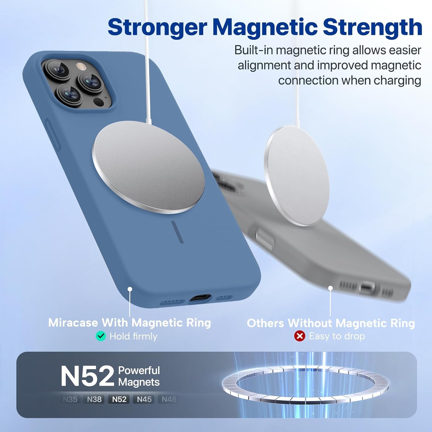 image:imageMiracase Silicone amp Magnetic for iPhone 13 Pro Case Glass Blue
