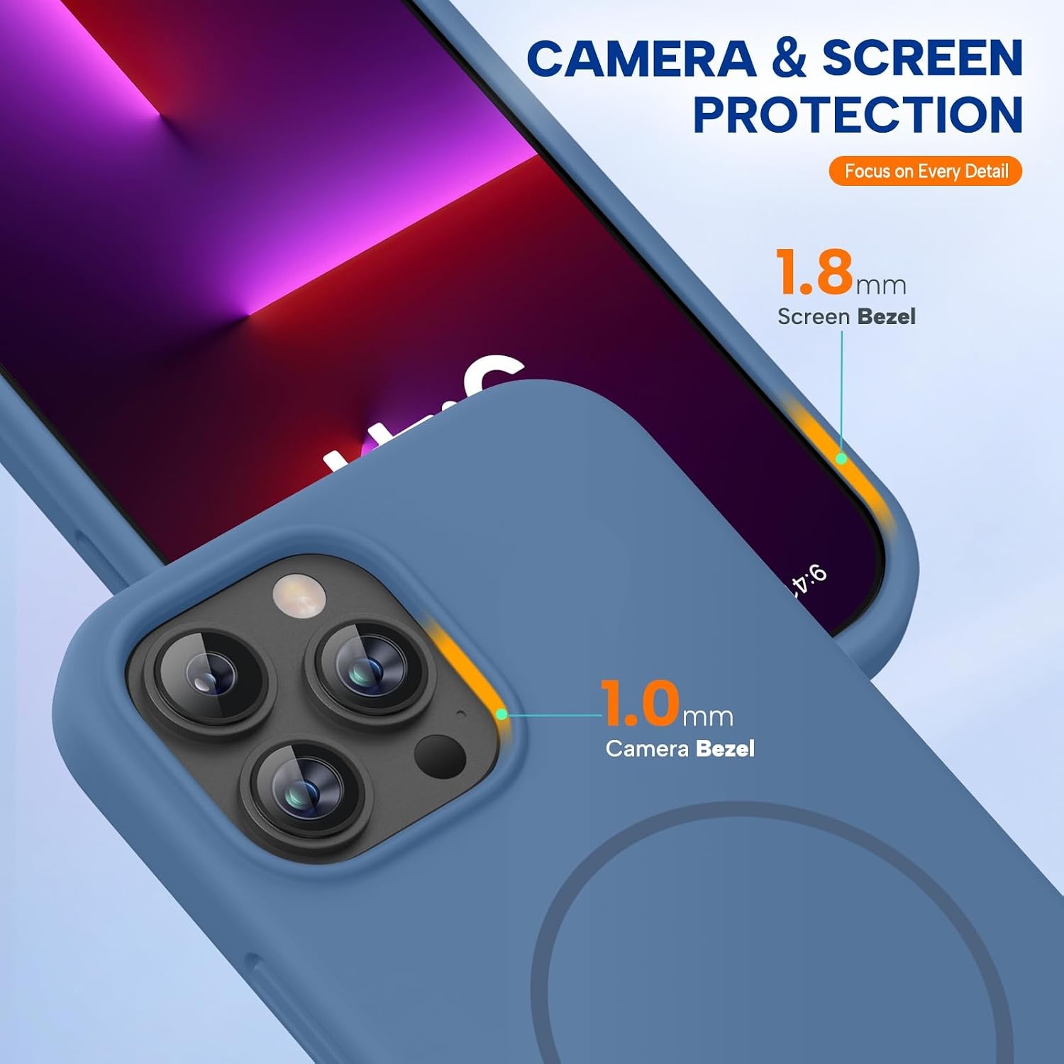 image:imageMiracase Silicone amp Magnetic for iPhone 13 Pro Case Glass Blue