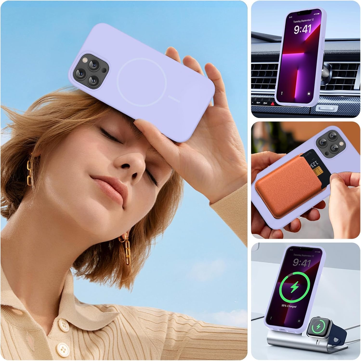 image:imageMiracase Silicone amp Magnetic for iPhone 13 Pro Case Light Purple