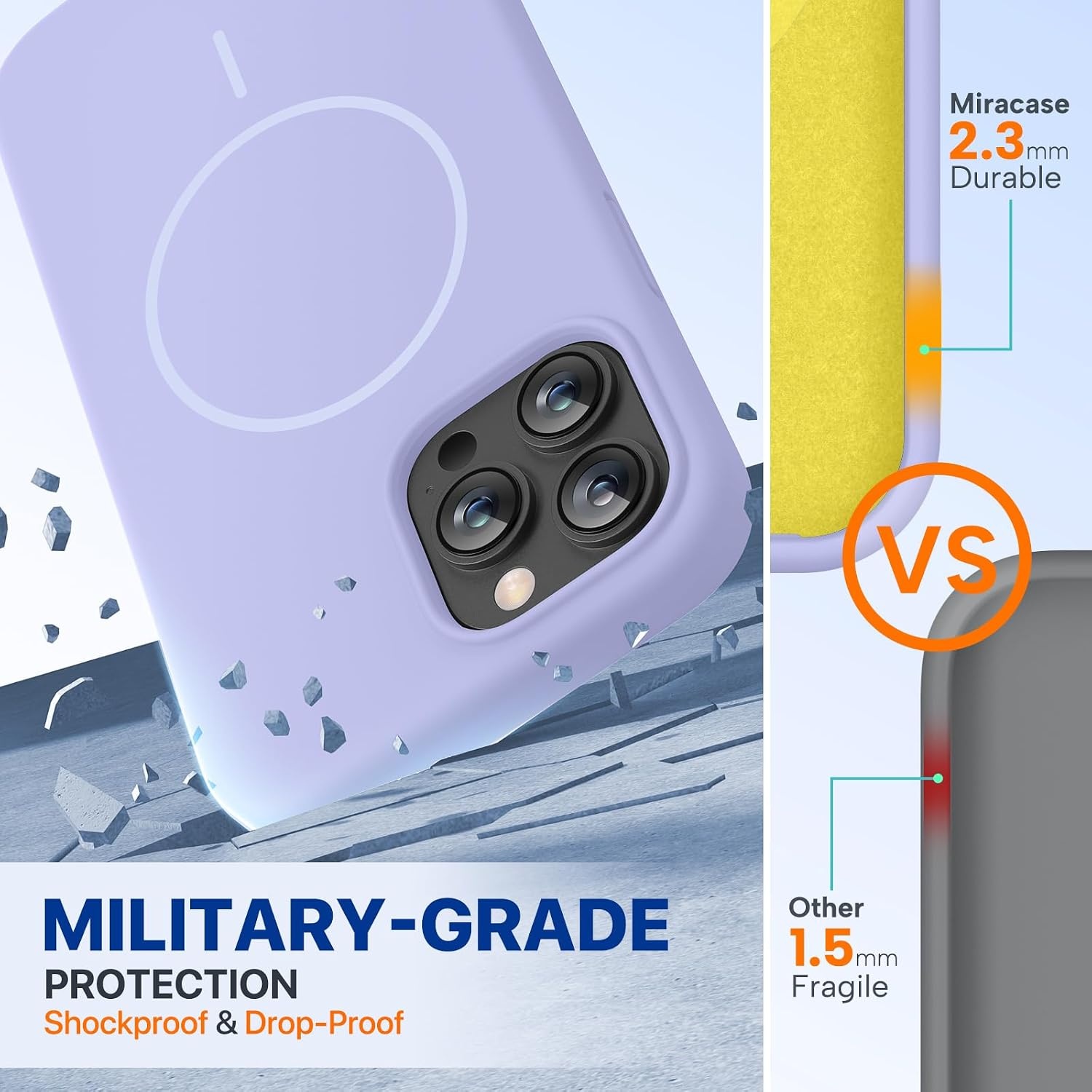 image:imageMiracase Silicone amp Magnetic for iPhone 13 Pro Case Light Purple