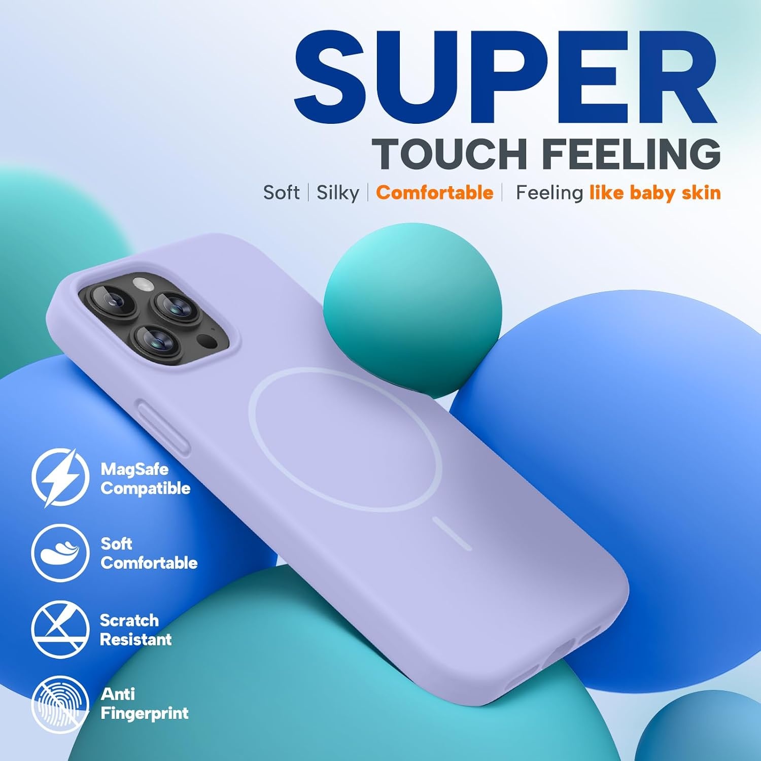 image:imageMiracase Silicone amp Magnetic for iPhone 13 Pro Case Light Purple