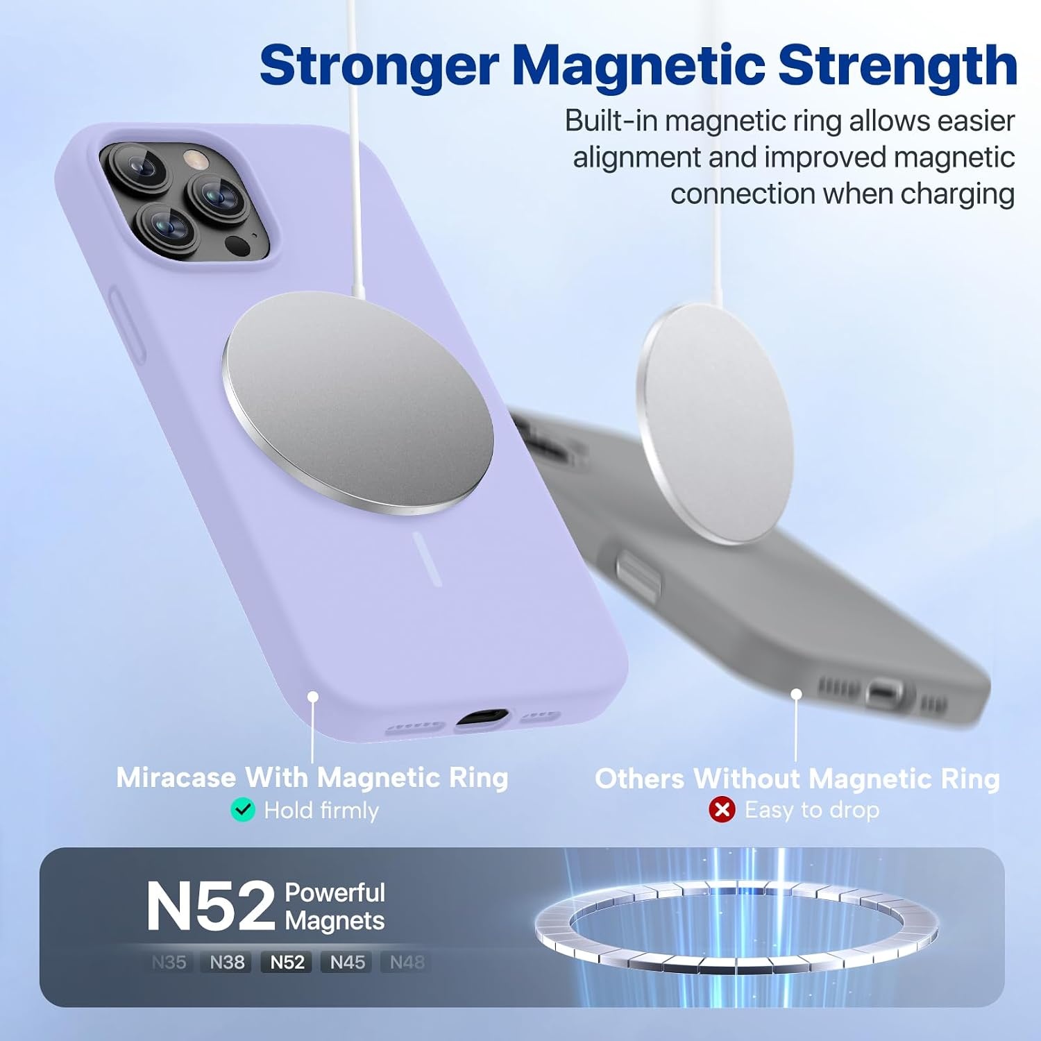 image:imageMiracase Silicone amp Magnetic for iPhone 13 Pro Case Light Purple