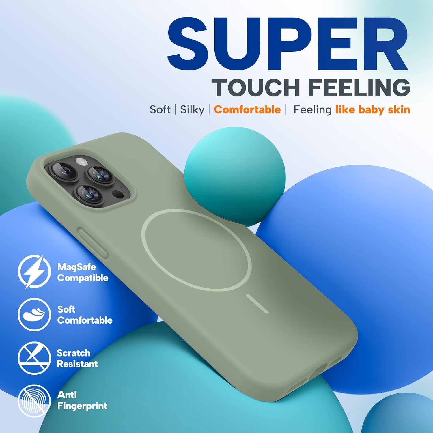 image:imageMiracase Silicone amp Magnetic for iPhone 13 Pro Case Patina Green