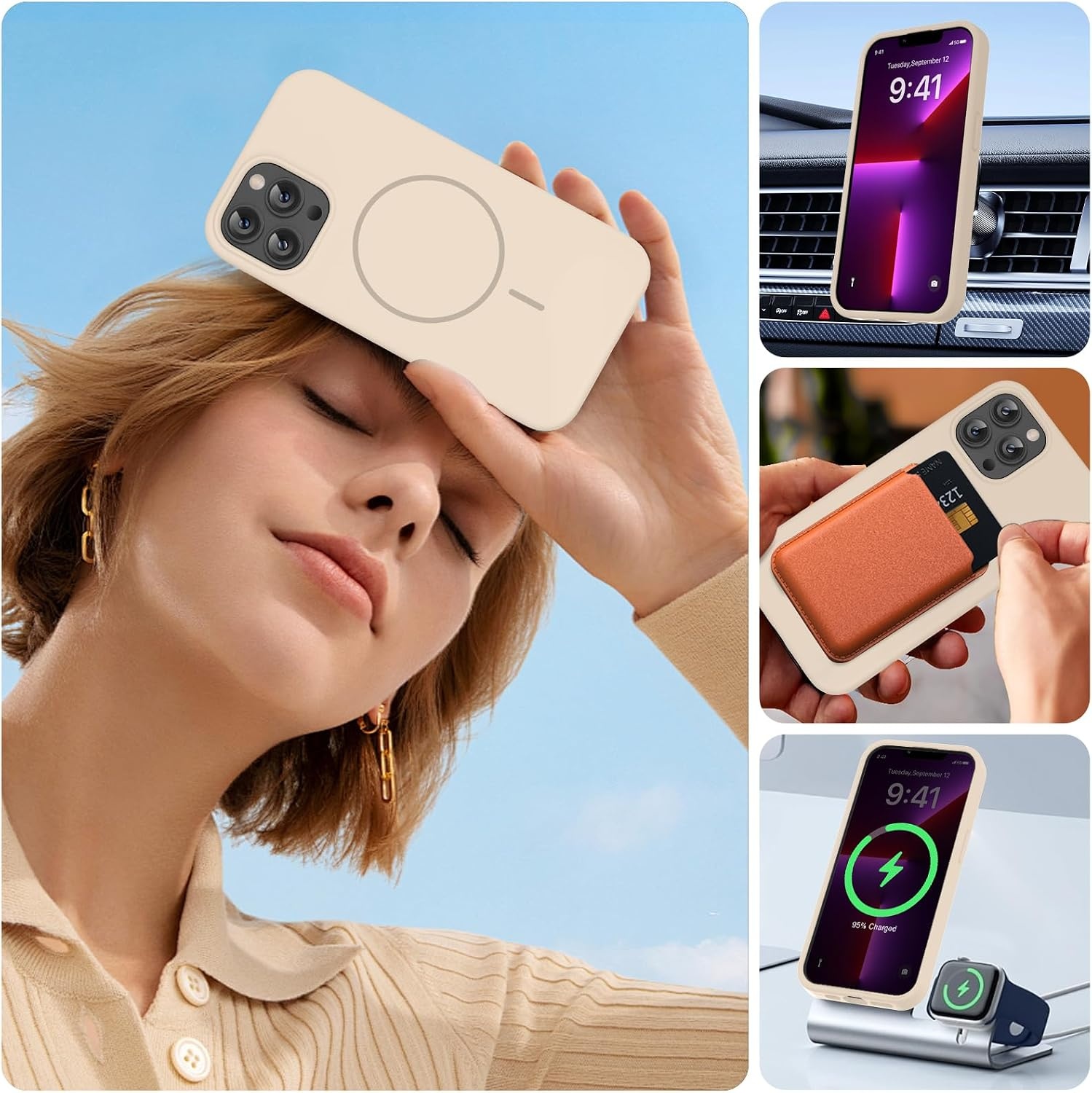 image:imageMiracase Silicone amp Magnetic for iPhone 13 Pro Case Sand