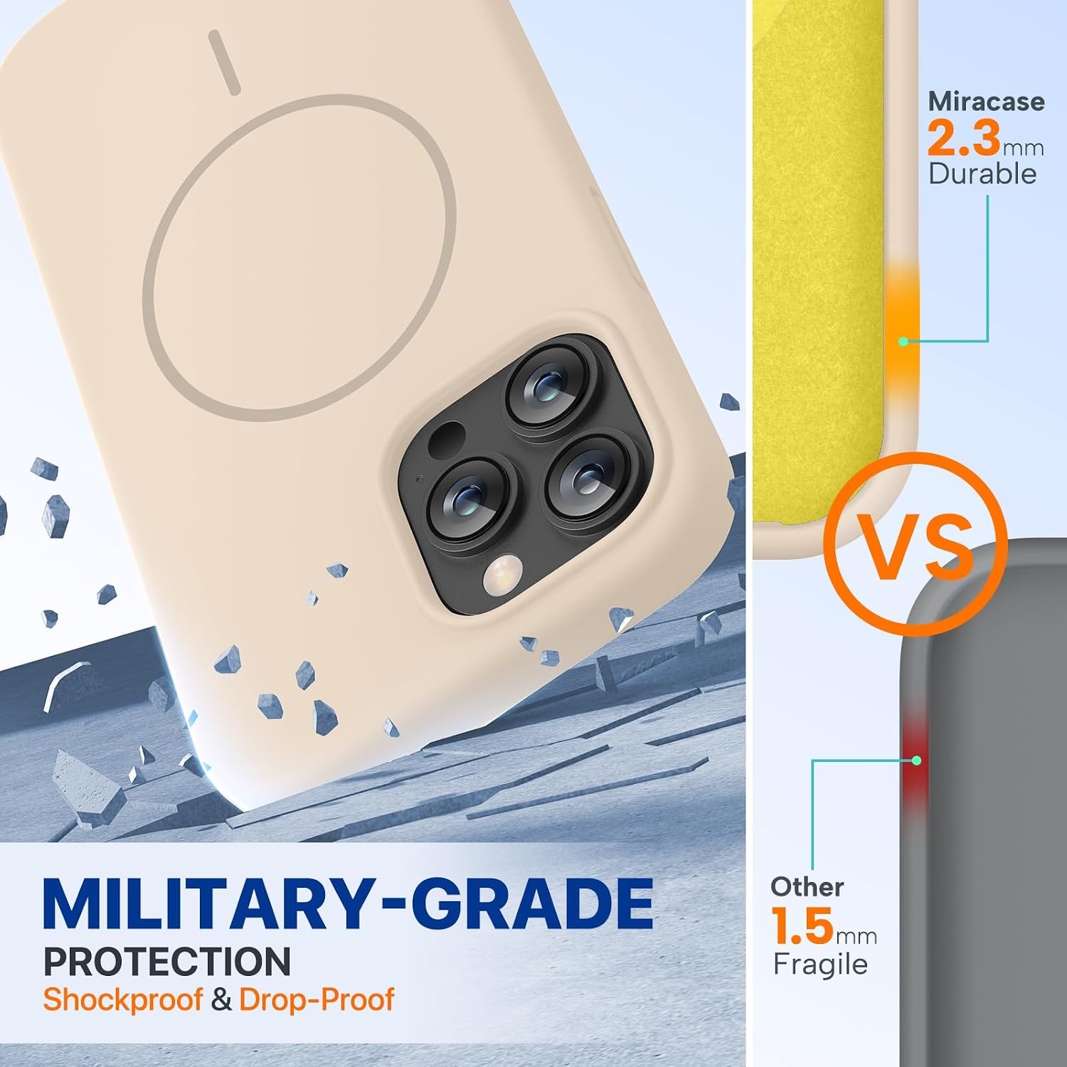 image:imageMiracase Silicone amp Magnetic for iPhone 13 Pro Case Sand