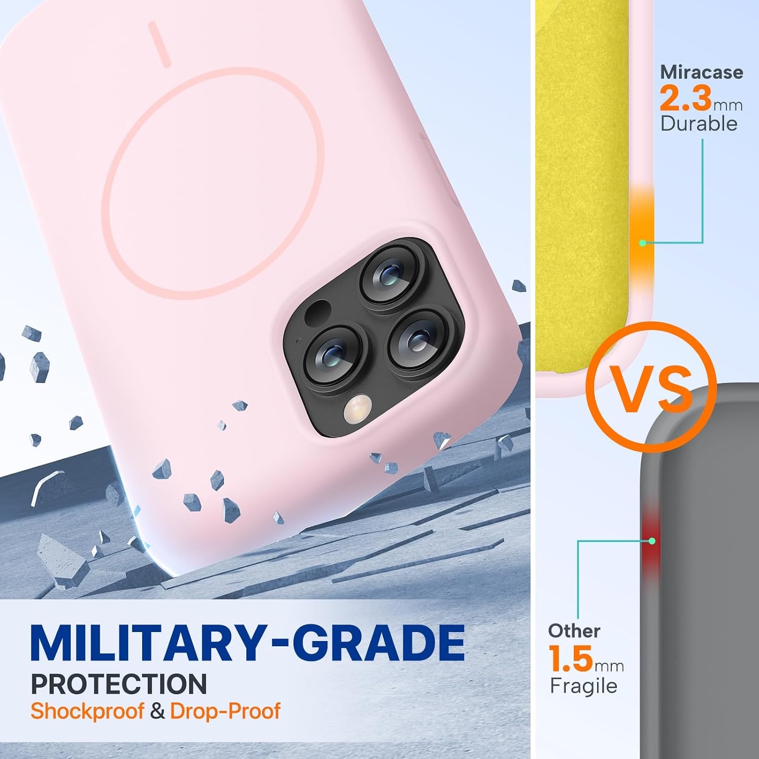 image:imageMiracase Silicone amp Magnetic for iPhone 13 Pro Case Sand Pink