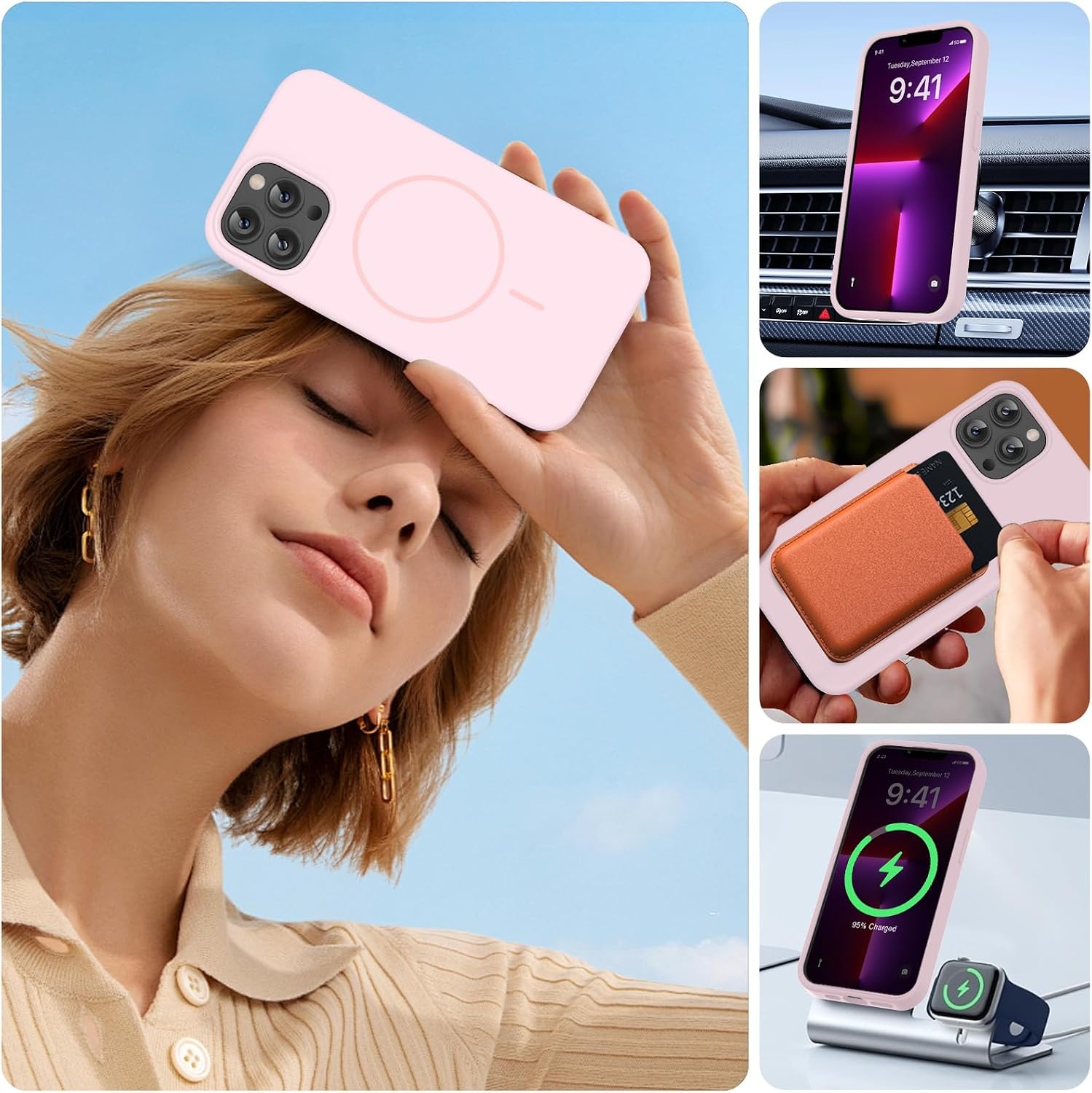 image:imageMiracase Silicone amp Magnetic for iPhone 13 Pro Case Sand Pink