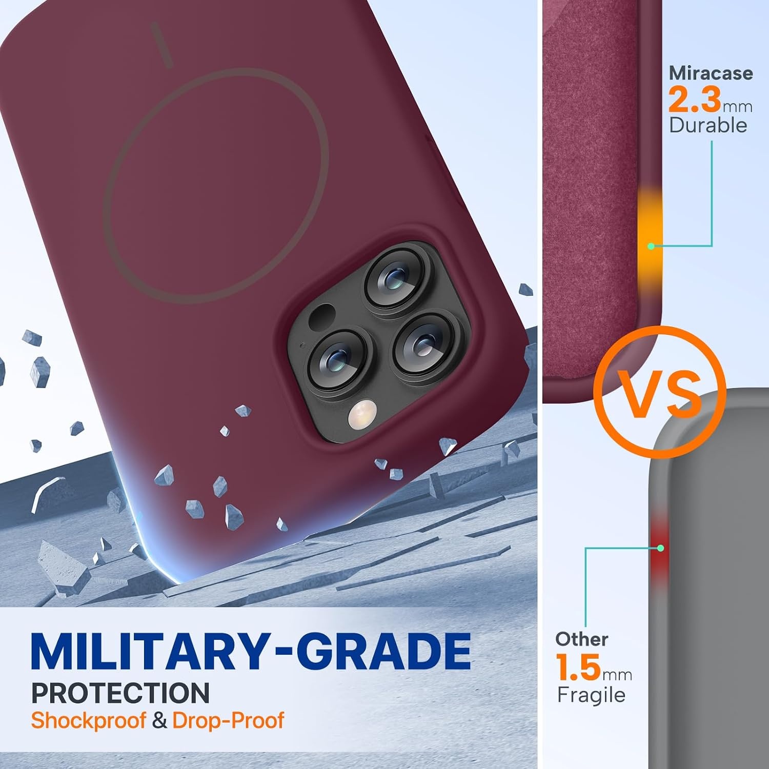 image:imageMiracase Silicone amp Magnetic for iPhone 13 Pro Case Wine Red