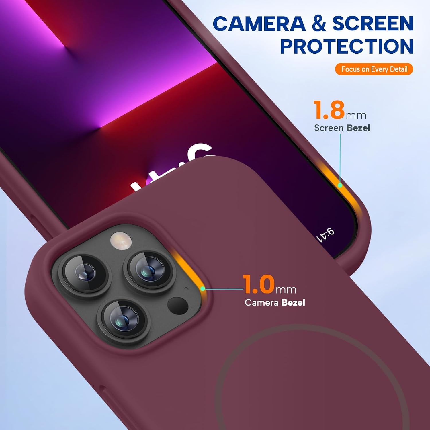 image:imageMiracase Silicone amp Magnetic for iPhone 13 Pro Case Wine Red
