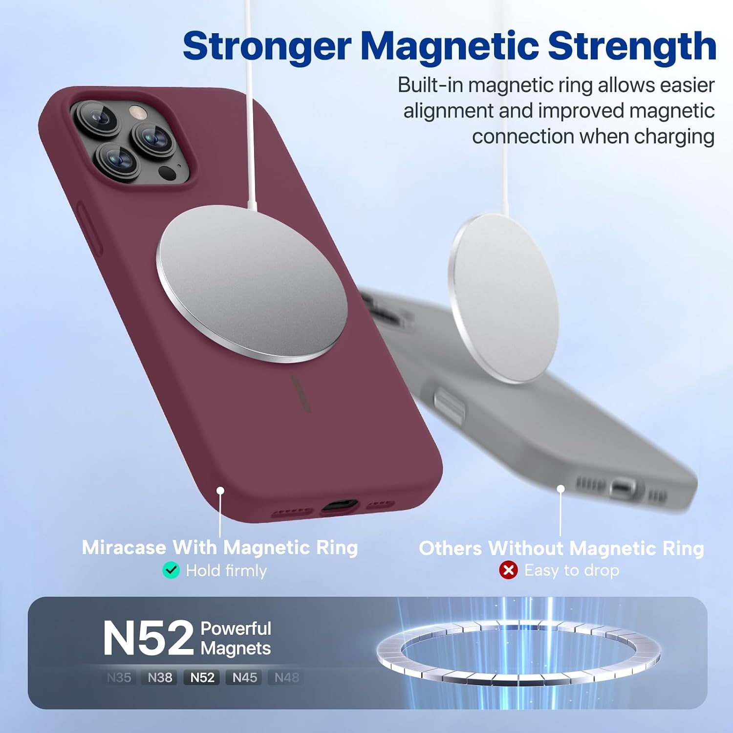 image:imageMiracase Silicone amp Magnetic for iPhone 13 Pro Case Wine Red