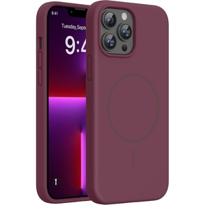 Miracase Silicone & Magnetic for iPhone 13 Pro Case, Wine Red
