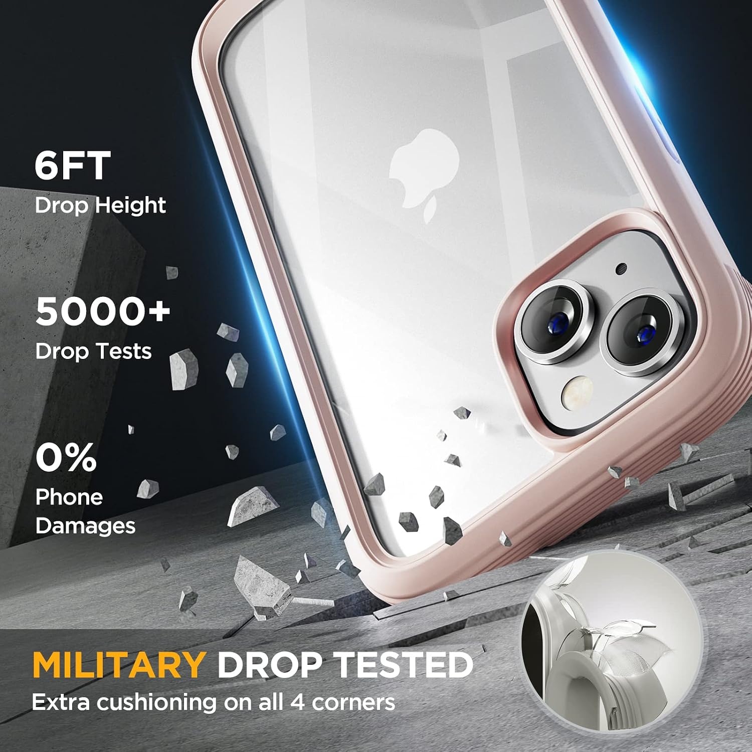 image:imageMiracase Glass Series Designed for iPhone 14 Case 61 inch 2023 Upgrade FullBody Clear Bumper Case with Builtin 9H Tempered Glass Screen Protector and Camera Lens ProtectorCrystal Pink
