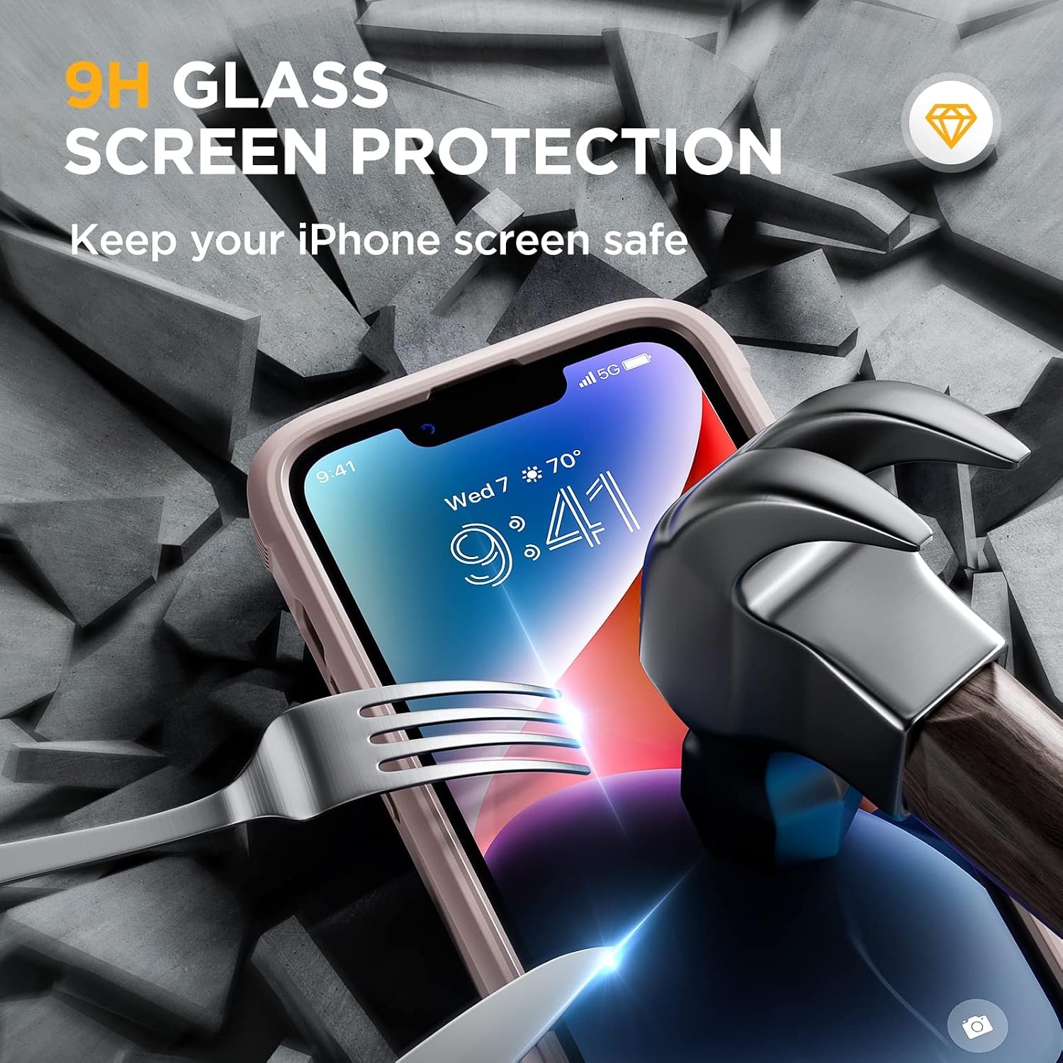 image:imageMiracase Glass Series Designed for iPhone 14 Case 61 inch 2023 Upgrade FullBody Clear Bumper Case with Builtin 9H Tempered Glass Screen Protector and Camera Lens ProtectorCrystal Pink