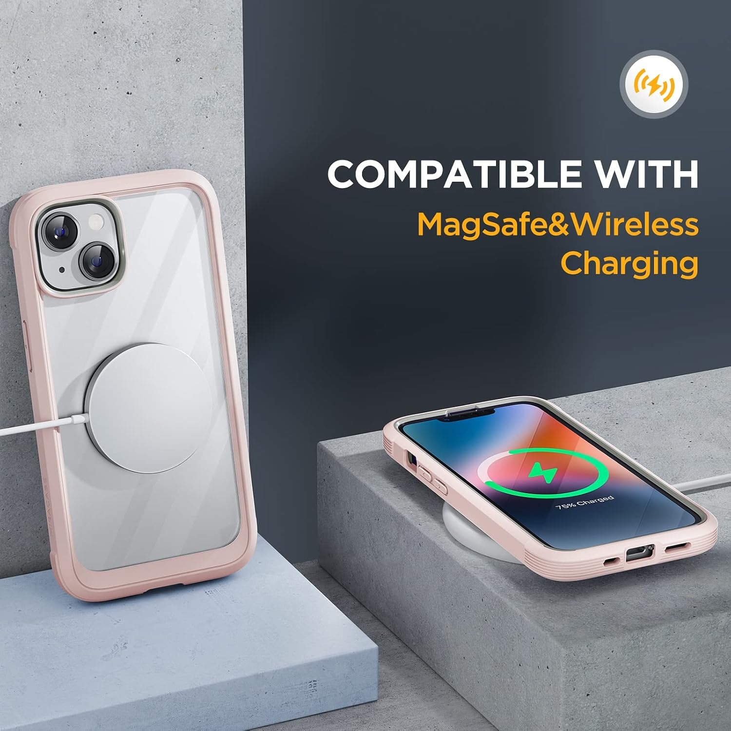 image:imageMiracase Glass Series Designed for iPhone 14 Case 61 inch 2023 Upgrade FullBody Clear Bumper Case with Builtin 9H Tempered Glass Screen Protector and Camera Lens ProtectorCrystal Pink