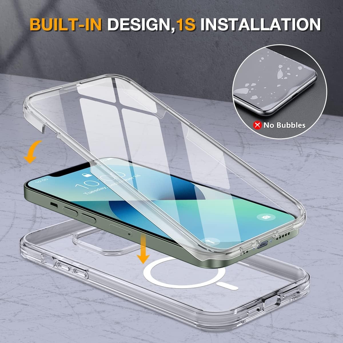 image:imageMiracase for iPhone SE Phone Case 3rd2nd Generation 2022 2020 FullBody with Builtin Glass Screen Protector Heavy Duty 360 Protective Shockproof Bumper Cover for iPhone 8SE BlackMagnetic Clear