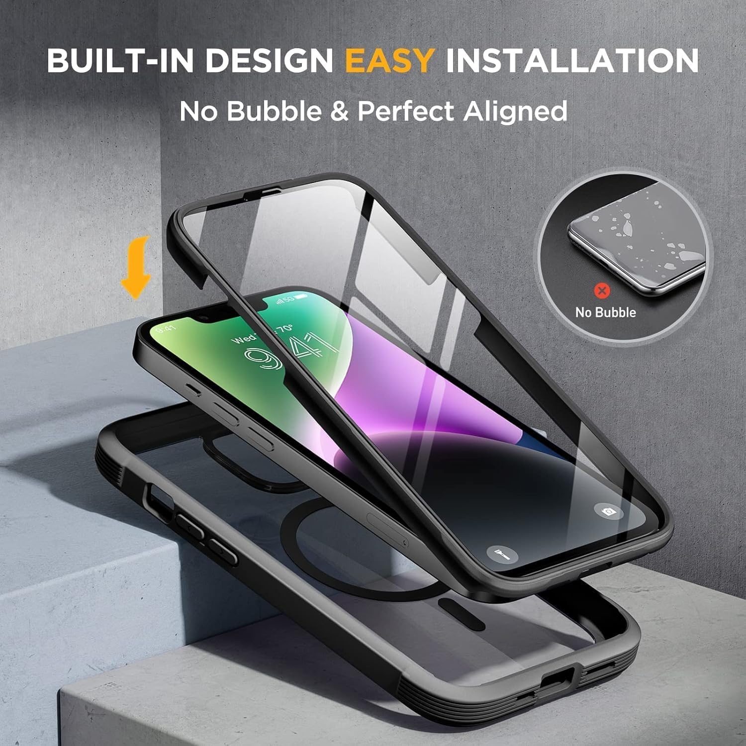 image:imageMiracase for iPhone SE Phone Case 3rd2nd Generation 2022 2020 FullBody with Builtin Glass Screen Protector Heavy Duty 360 Protective Shockproof Bumper Cover for iPhone 8SE BlackMagnetic Classic Black