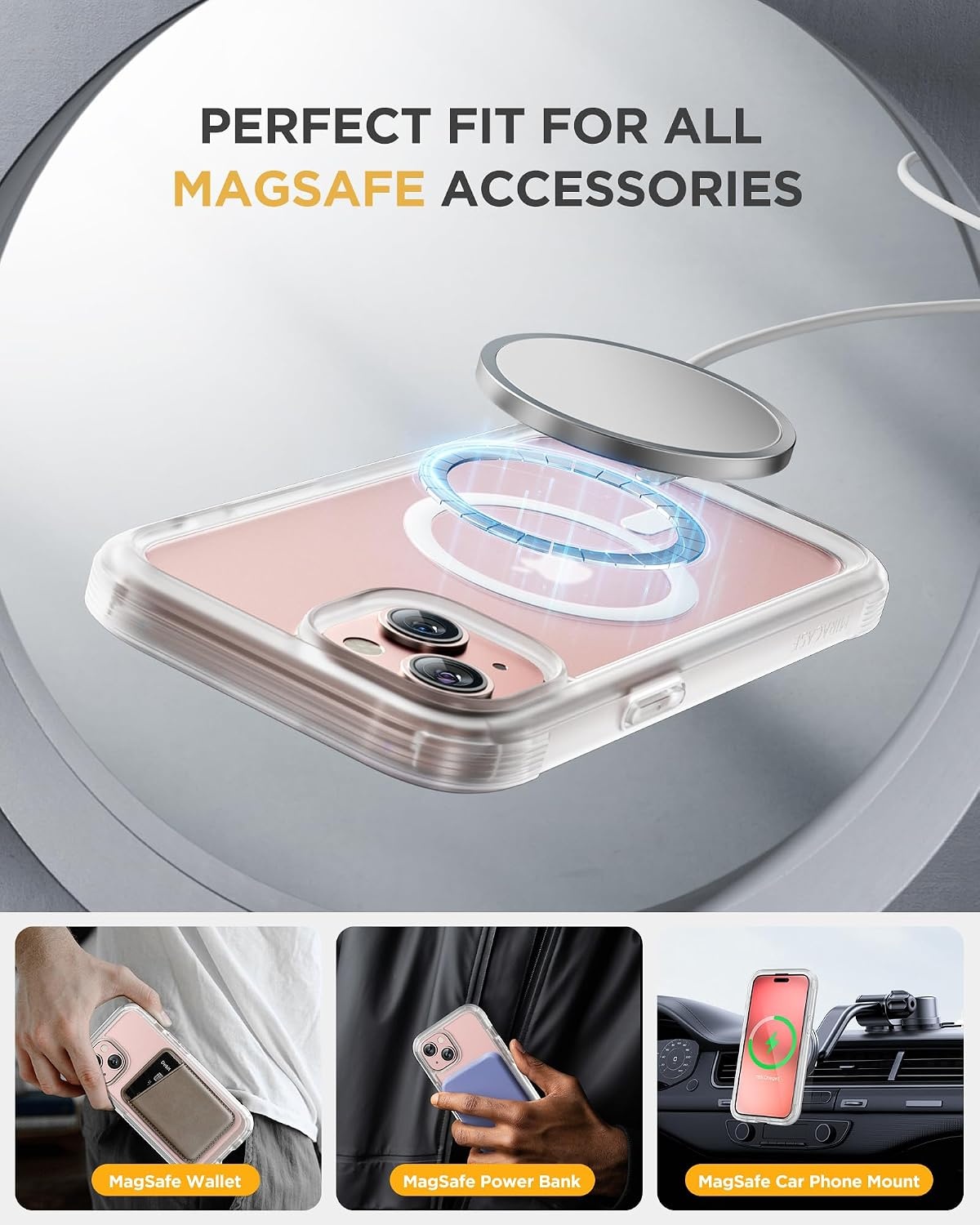 image:imageMiracase for iPhone SE Phone Case 3rd2nd Generation 2022 2020 FullBody with Builtin Glass Screen Protector Heavy Duty 360 Protective Shockproof Bumper Cover for iPhone 8SE BlackMagnetic Matte Clear