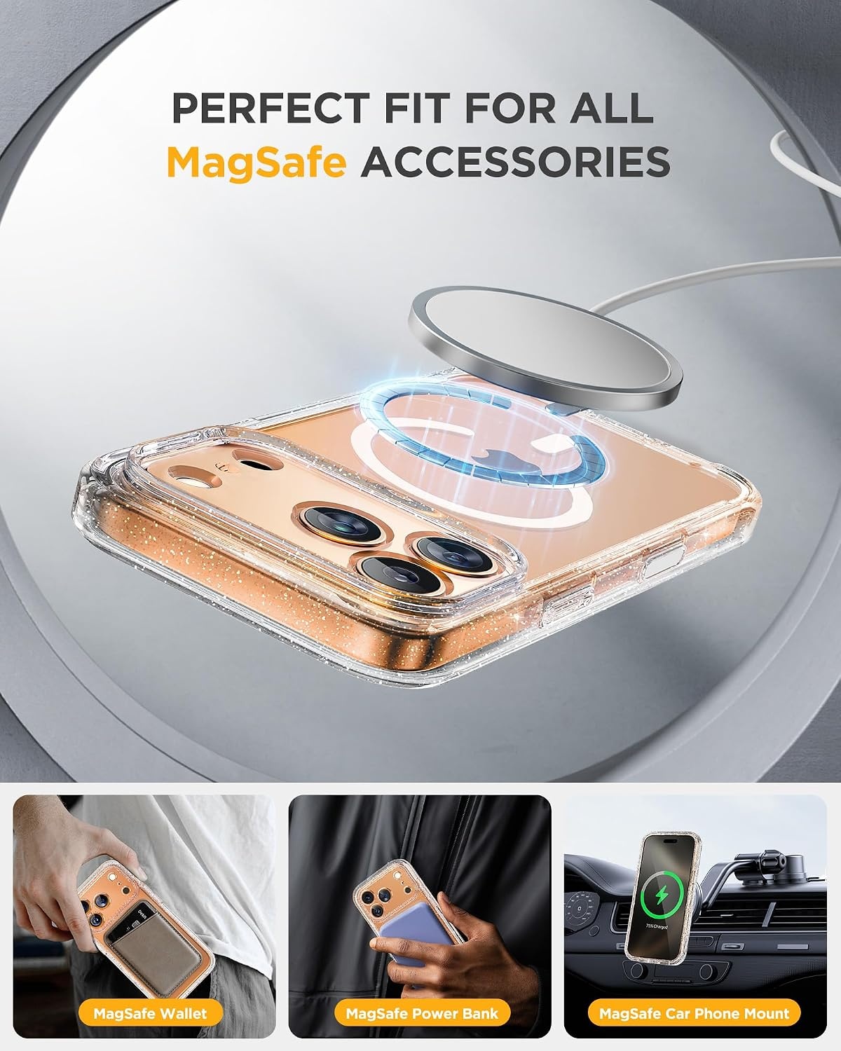 image:imageMiracase for iPhone SE Phone Case 3rd2nd Generation 2022 2020 FullBody with Builtin Glass Screen Protector Heavy Duty 360 Protective Shockproof Bumper Cover for iPhone 8SE BlackClear Glitter