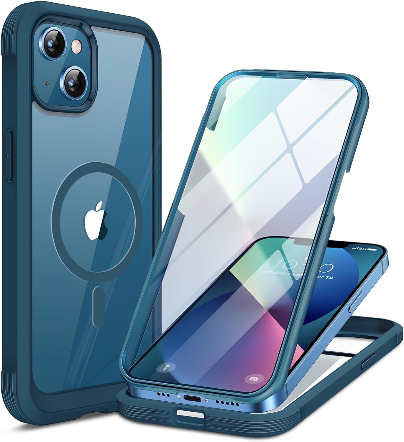 image:imageMiracase for iPhone SE Phone Case 3rd2nd Generation 2022 2020 FullBody with Builtin Glass Screen Protector Heavy Duty 360 Protective Shockproof Bumper Cover for iPhone 8SE BlackMagnetic Blue