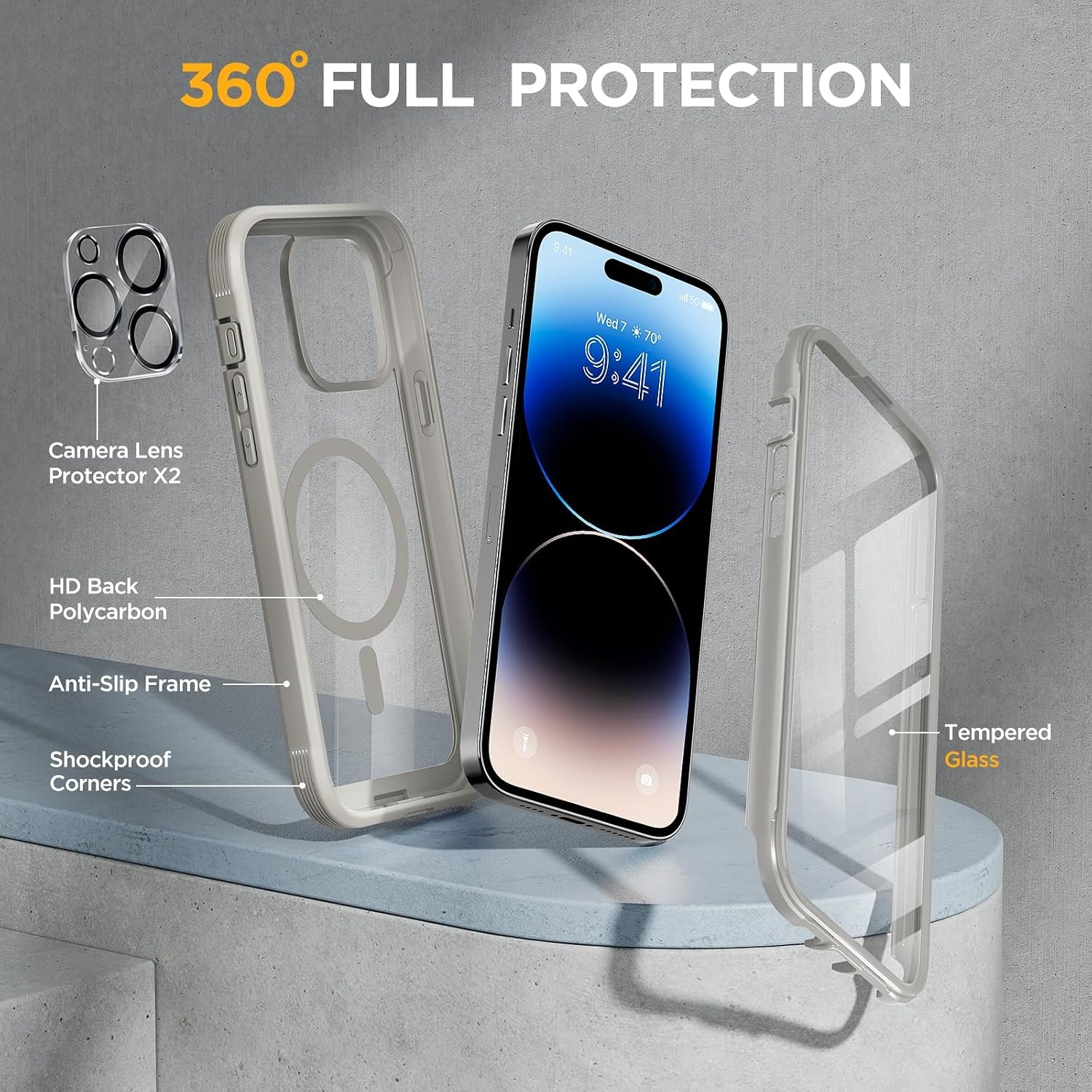image:imageMiracase for iPhone SE Phone Case 3rd2nd Generation 2022 2020 FullBody with Builtin Glass Screen Protector Heavy Duty 360 Protective Shockproof Bumper Cover for iPhone 8SE BlackMagnetic Gray
