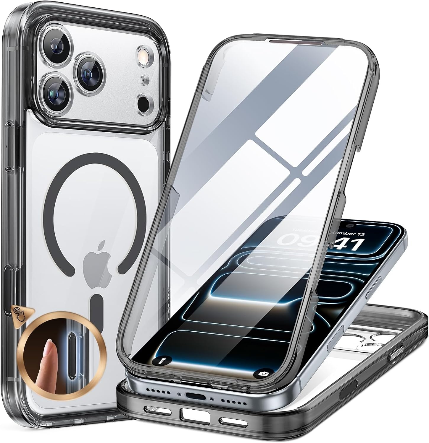 image:imageMiracase for iPhone SE Phone Case 3rd2nd Generation 2022 2020 FullBody with Builtin Glass Screen Protector Heavy Duty 360 Protective Shockproof Bumper Cover for iPhone 8SE BlackClear Black