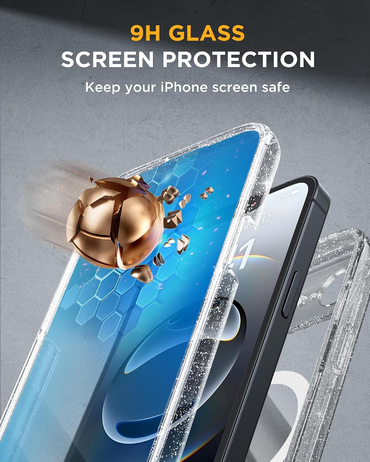 image:imageMiracase for iPhone SE Phone Case 3rd2nd Generation 2022 2020 FullBody with Builtin Glass Screen Protector Heavy Duty 360 Protective Shockproof Bumper Cover for iPhone 8SE BlackClear Glitter