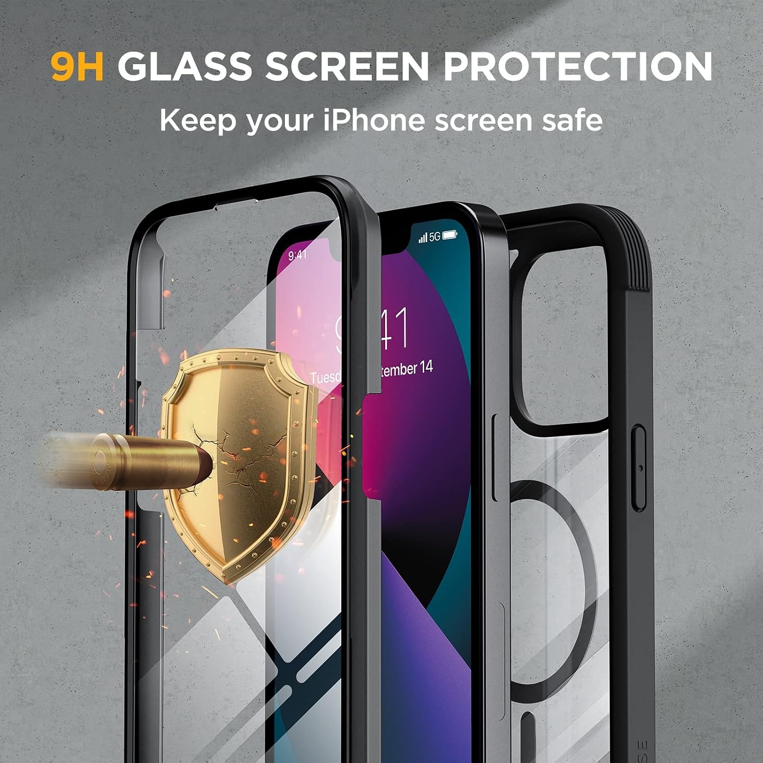 image:imageMiracase for iPhone SE Phone Case 3rd2nd Generation 2022 2020 FullBody with Builtin Glass Screen Protector Heavy Duty 360 Protective Shockproof Bumper Cover for iPhone 8SE BlackMagnetic Classic Black