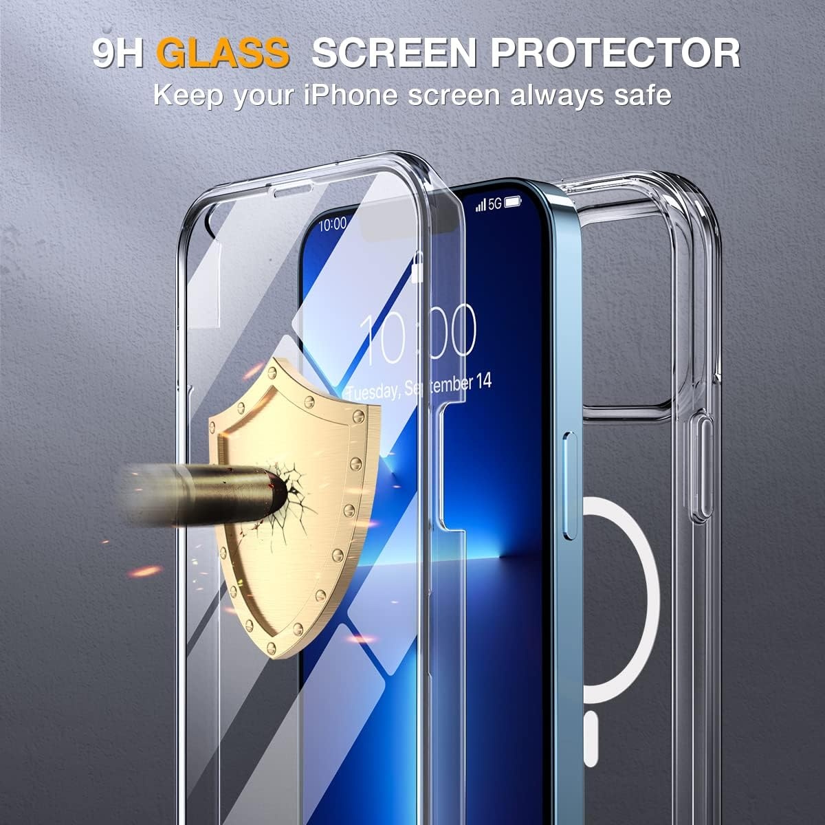 image:imageMiracase for iPhone SE Phone Case 3rd2nd Generation 2022 2020 FullBody with Builtin Glass Screen Protector Heavy Duty 360 Protective Shockproof Bumper Cover for iPhone 8SE BlackMagnetic Clear