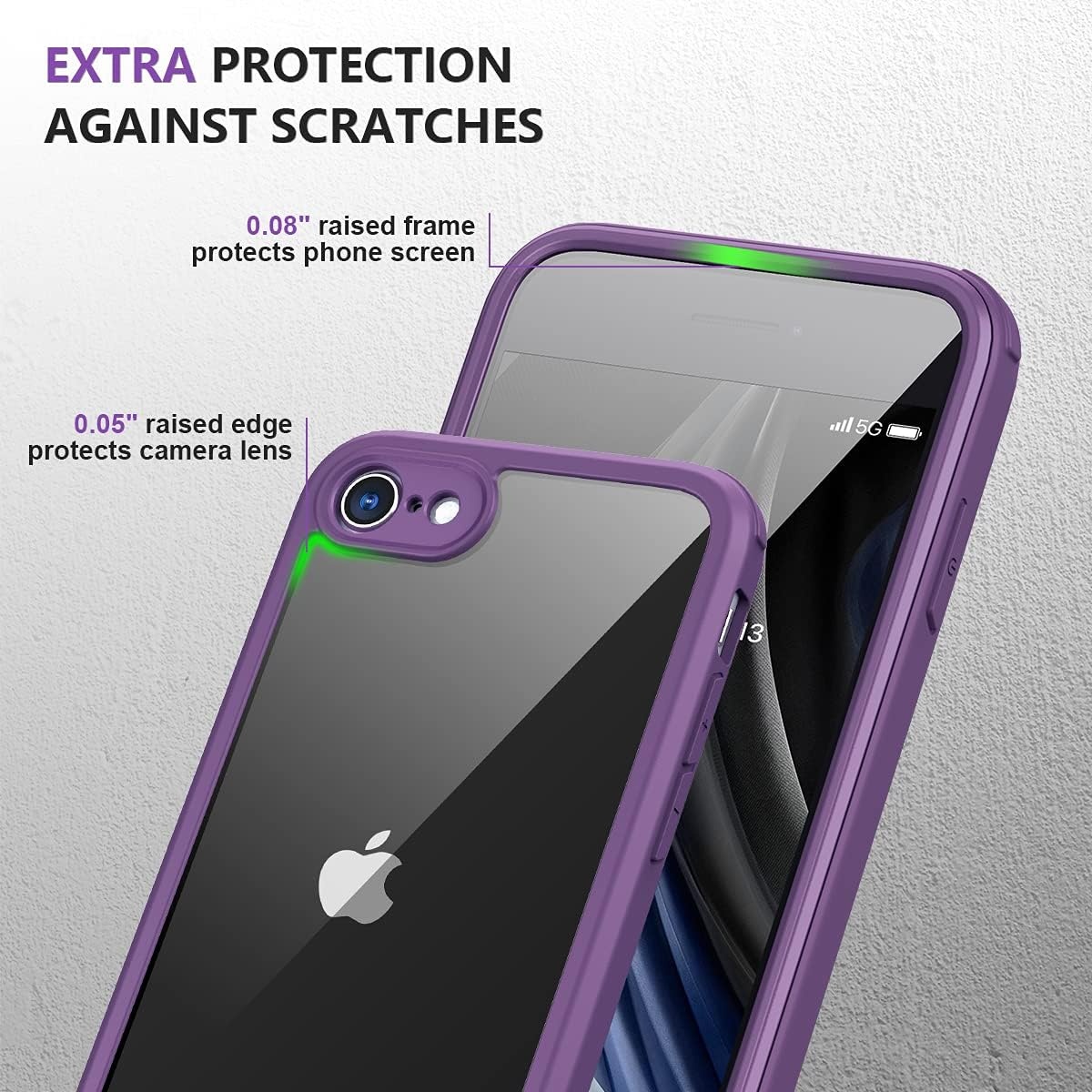 image:imageMiracase for iPhone SE Phone Case 3rd2nd Generation 2022 2020 FullBody with Builtin Glass Screen Protector Heavy Duty 360 Protective Shockproof Bumper Cover for iPhone 8SE BlackPurple